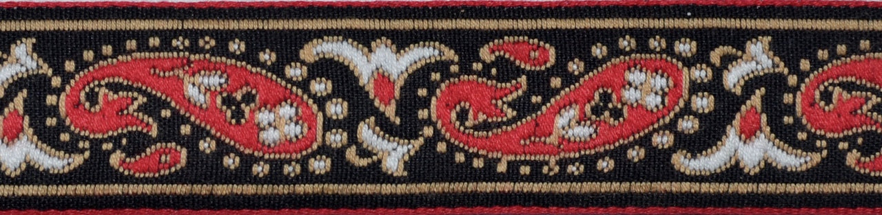 Red Paisley 1" Dog Collar