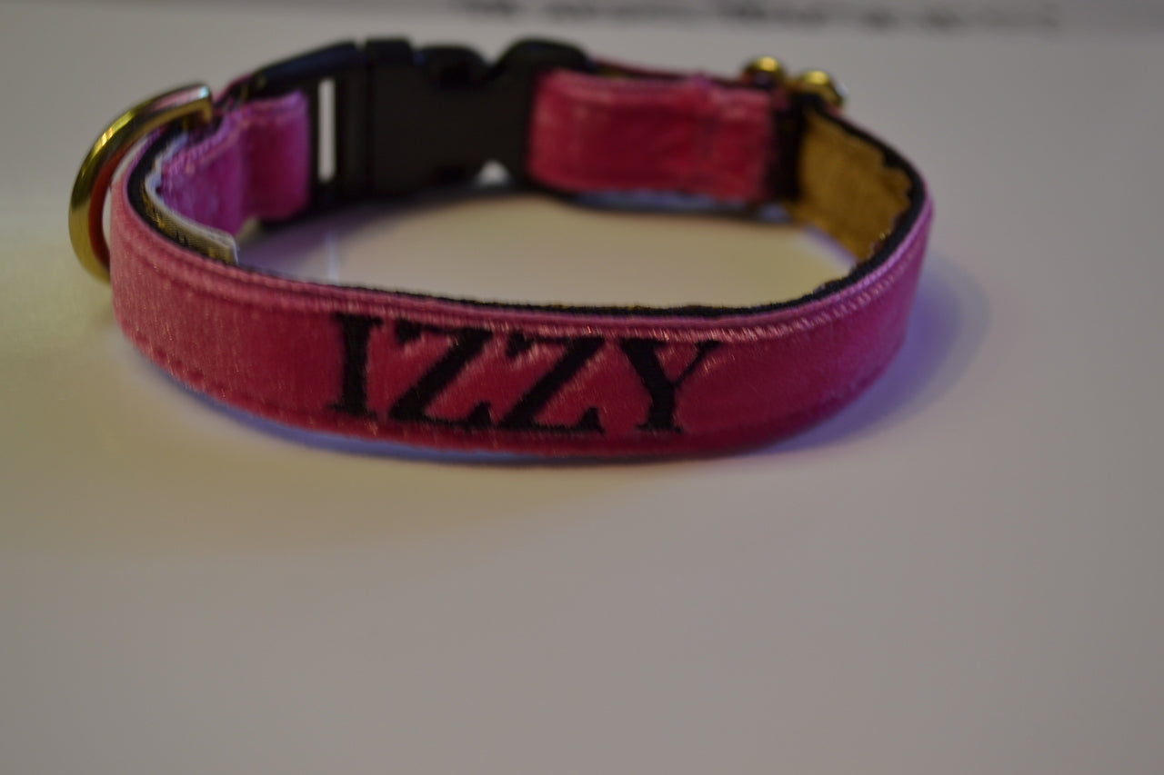 Hot Pink Velvet Dog Collar