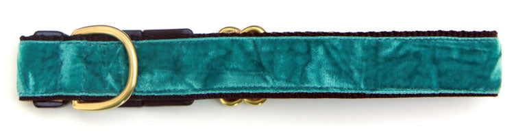 Teal Crushed Velvet Dog Collar