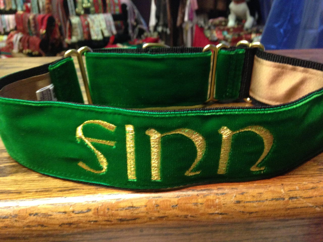 Kelly Green Velvet Dog Collar