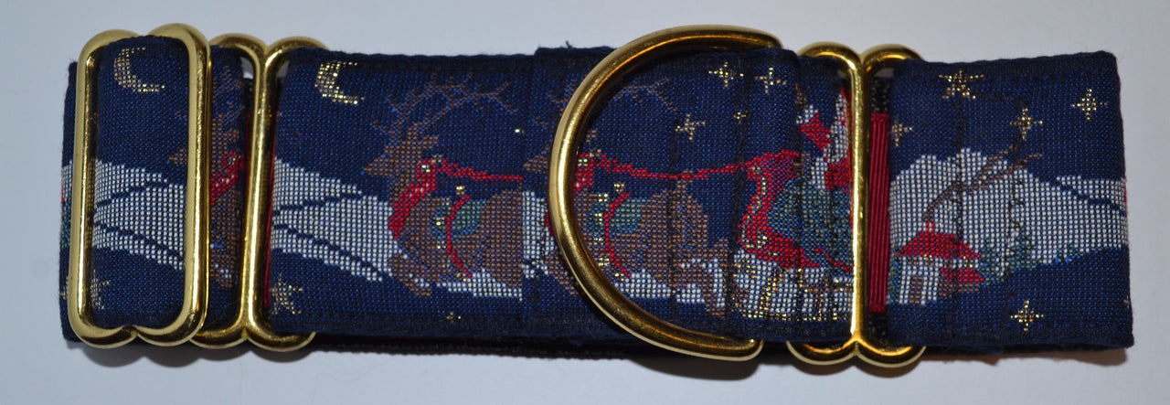 Sleigh Ride Navy 2" Dog Collar