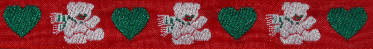 Teddy Bear Christmas 1" Scarlet Dog Collar