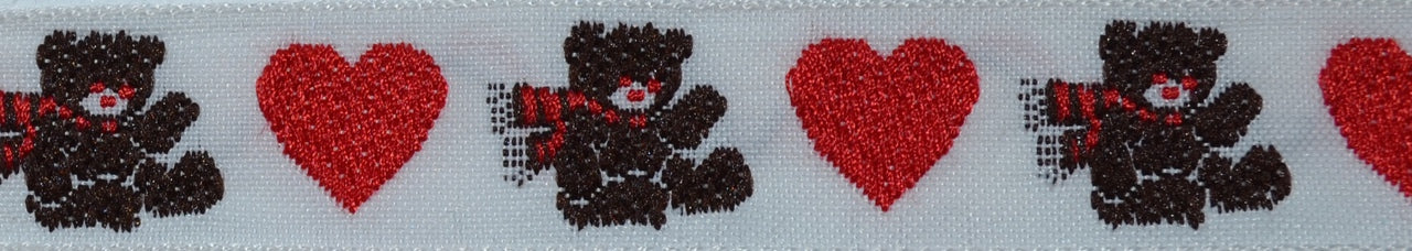 Teddy Bear Christmas 1" White Dog Collar