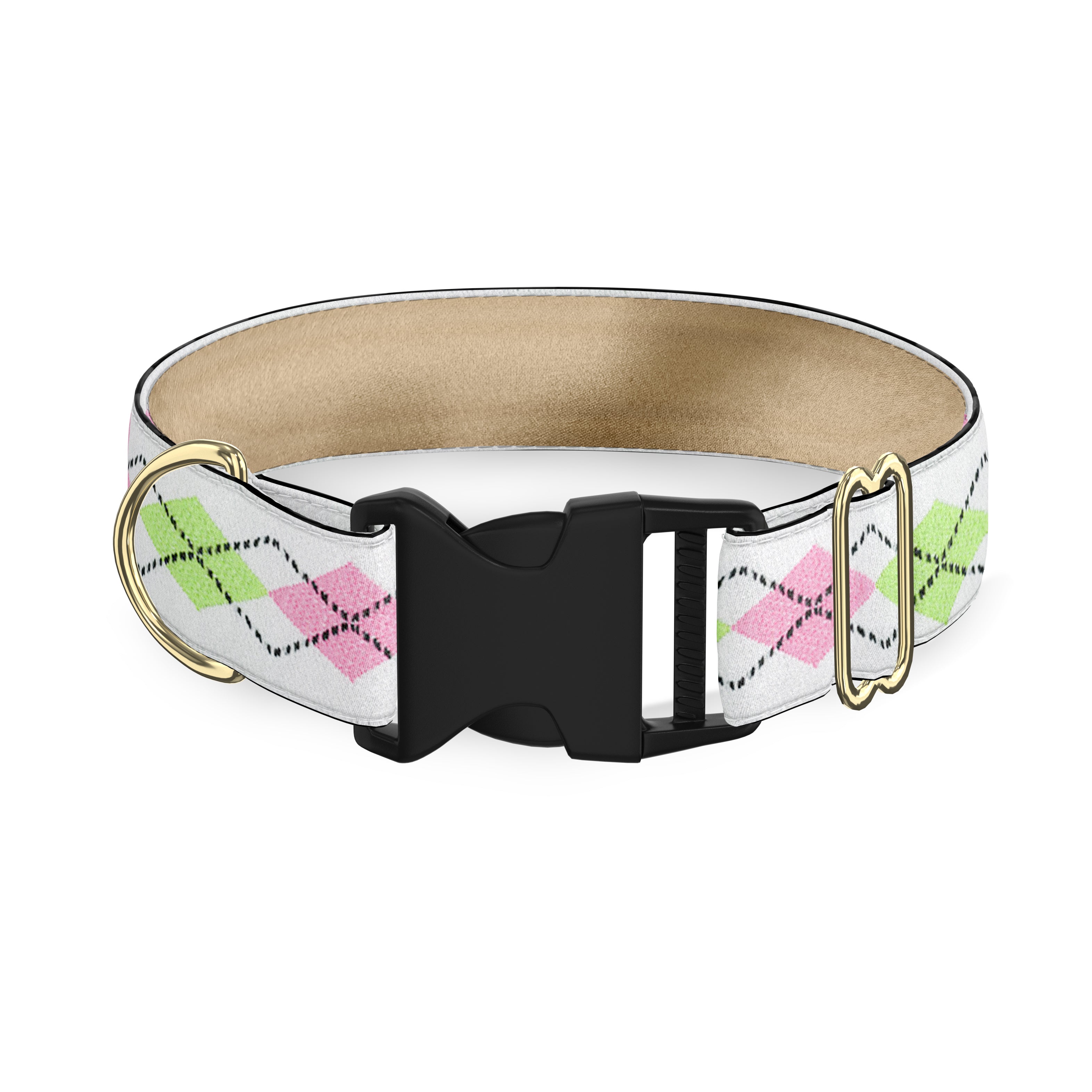 Argyle Pink 1" Dog Collar