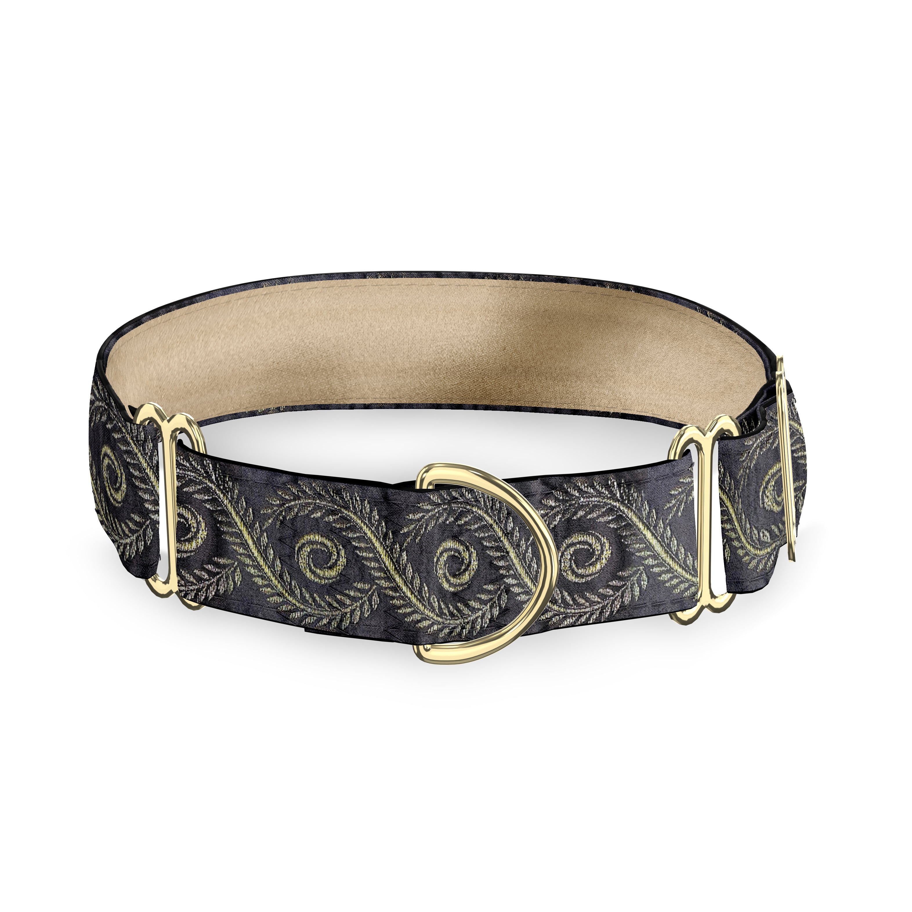 Caesar Gold on Black 2 Inch Masterpiece Dog Collar