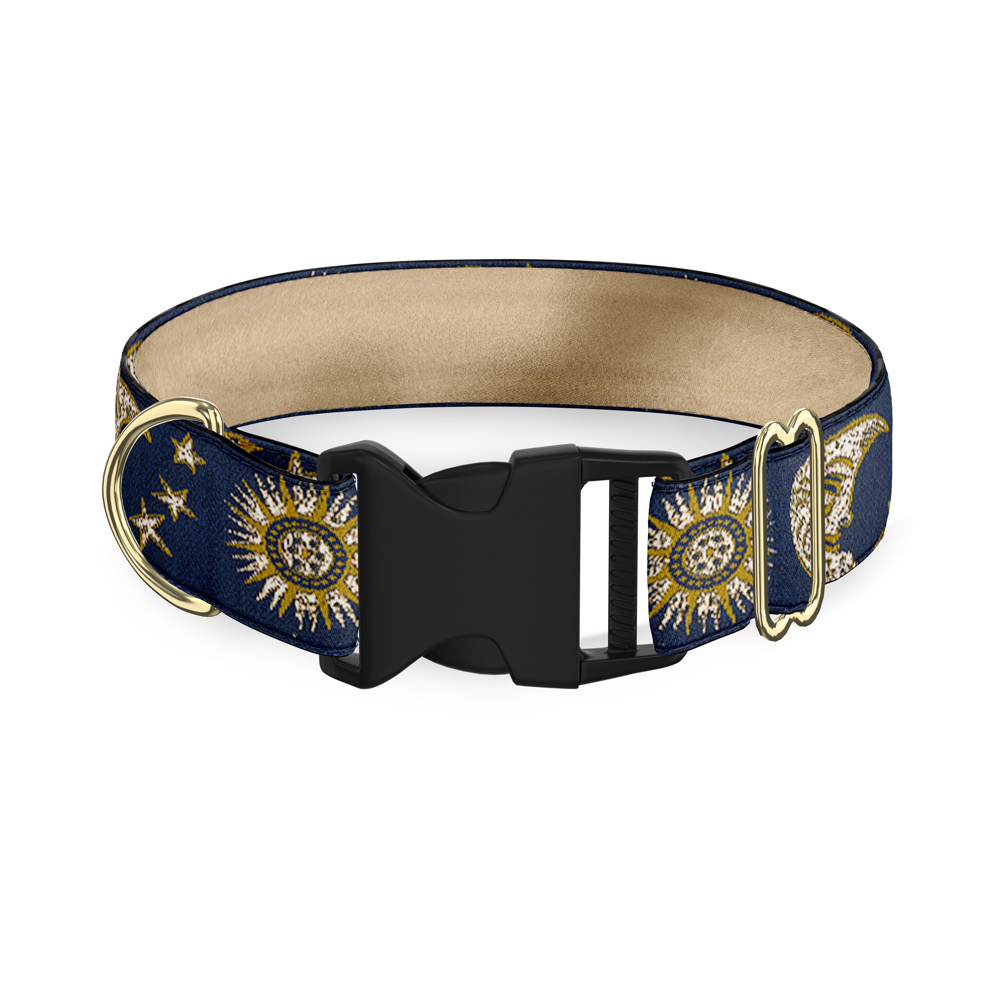 Celestial Navy and Gold 1" Dog Collar