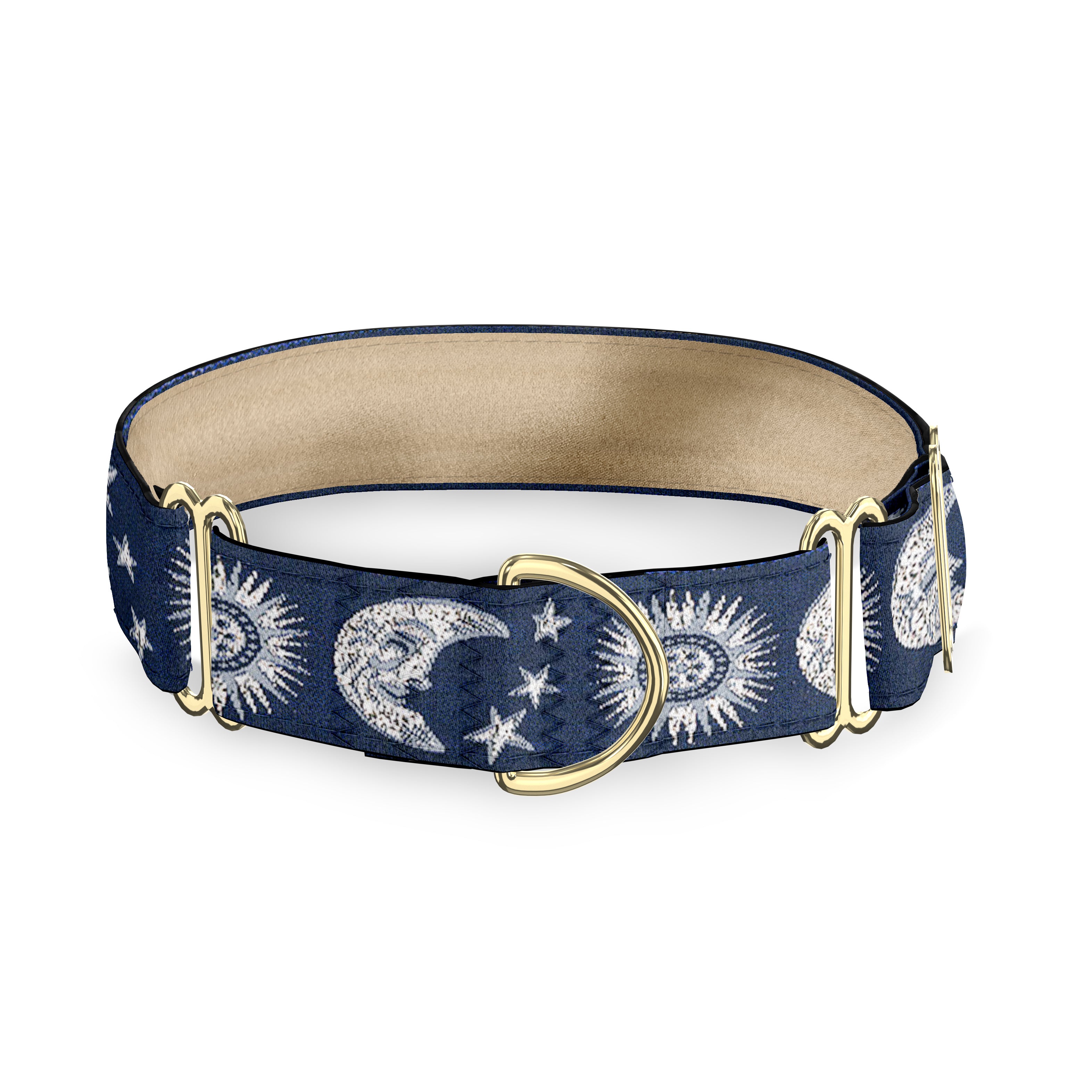 Celestial Navy and Silver 1" Dog Collar