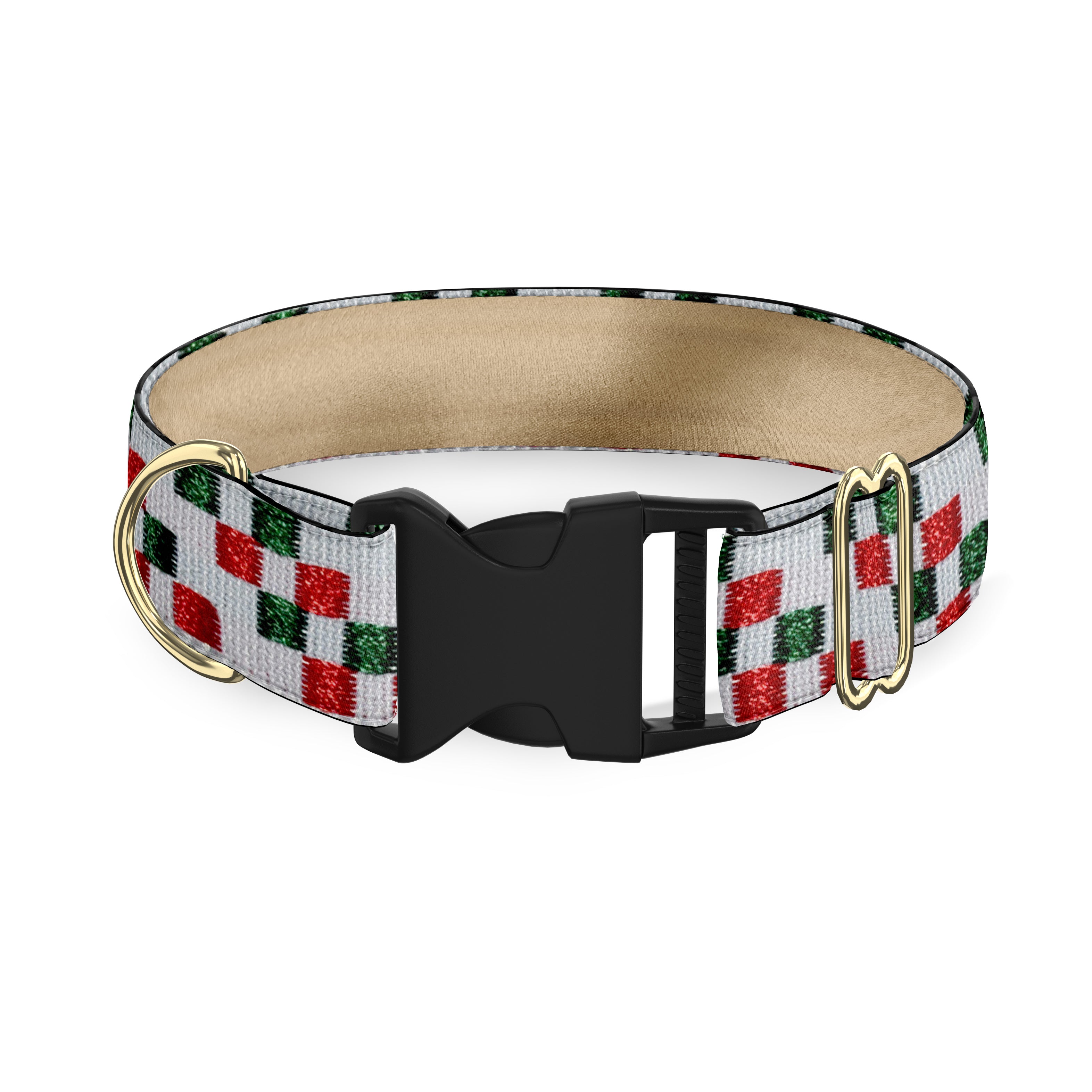 Christmas Checkerboard 1.5" Dog Collar