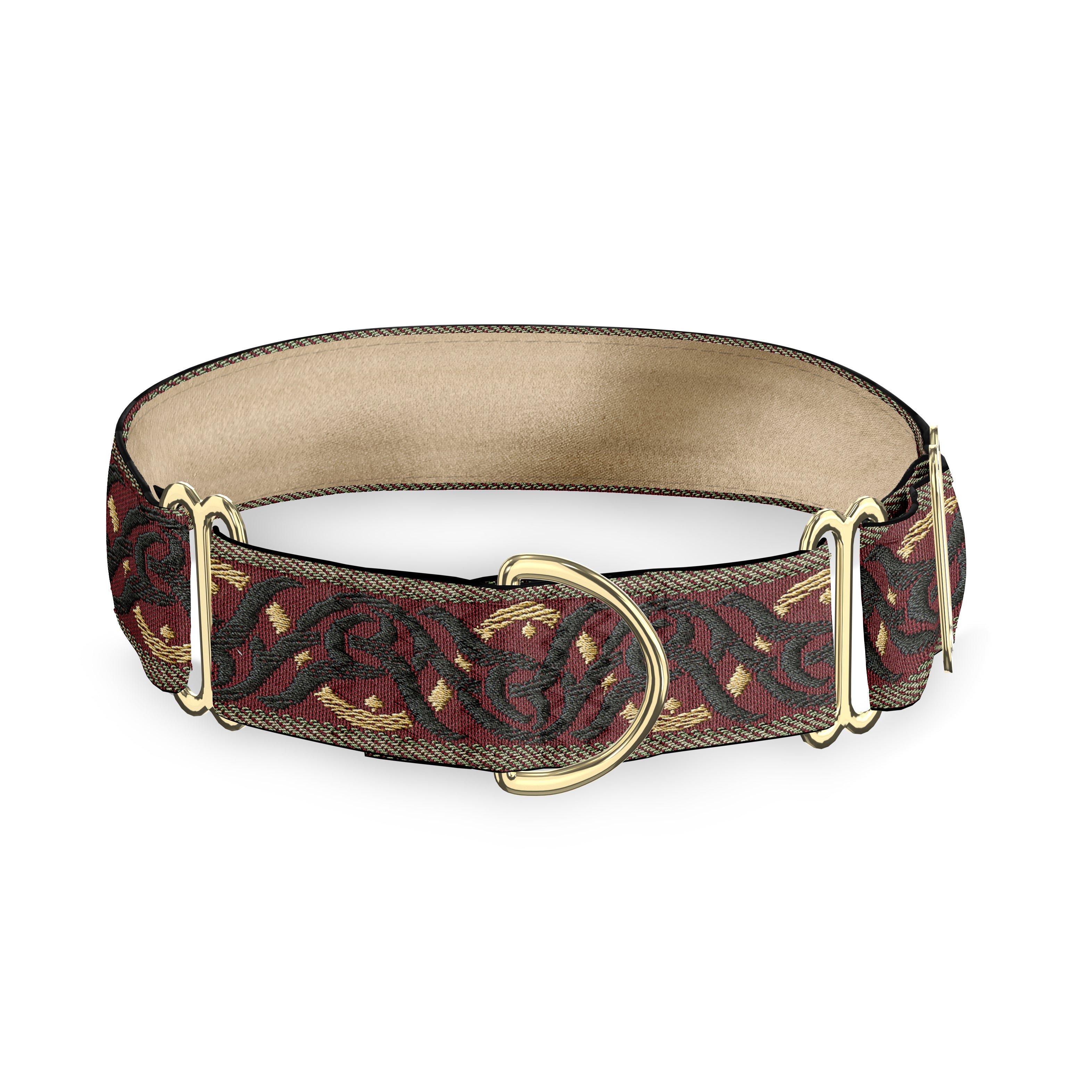 Corfu Garnet and Black 2 Inch Masterpiece Dog Collar