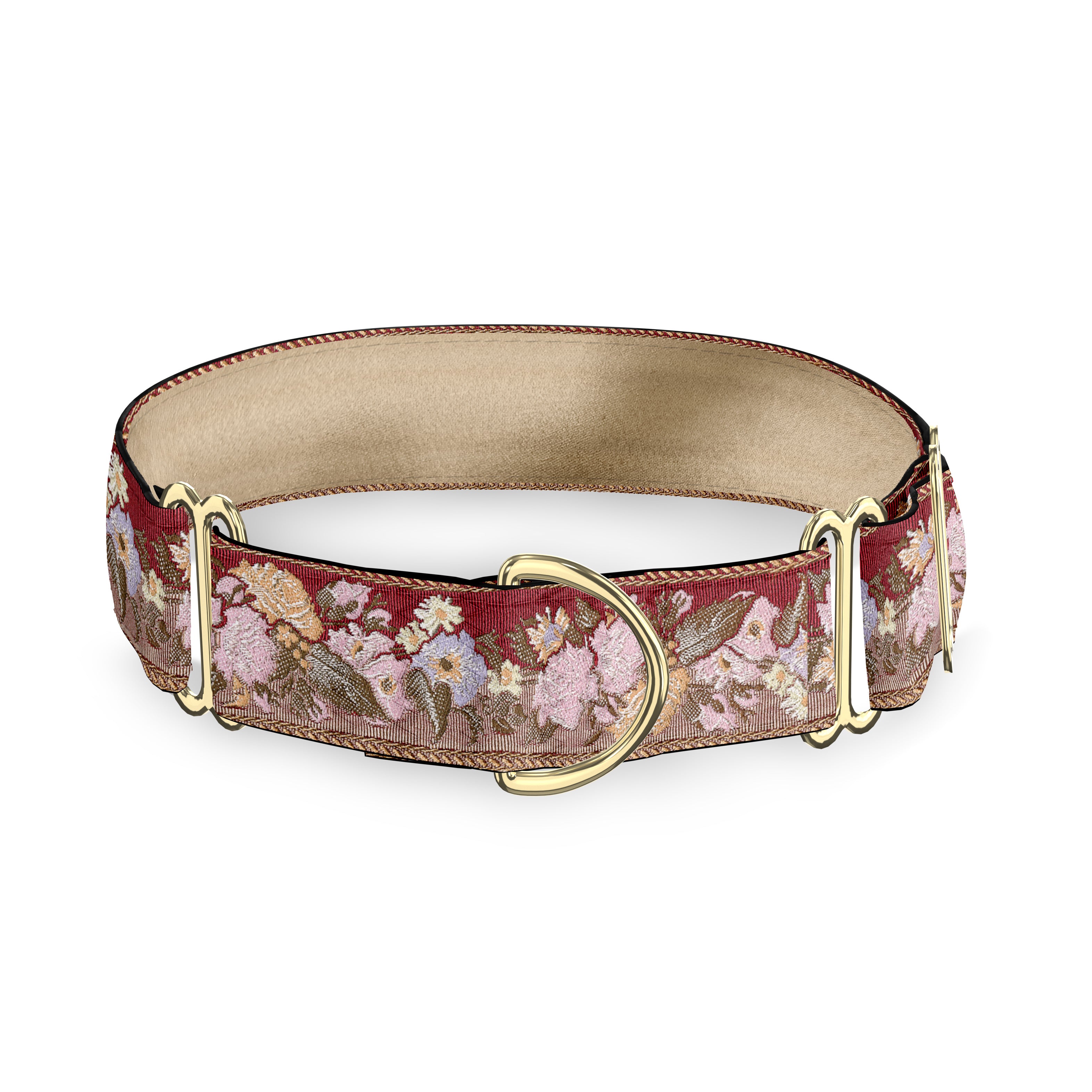 Flora Garnet and Rose 2 Inch Masterpiece Dog Collar