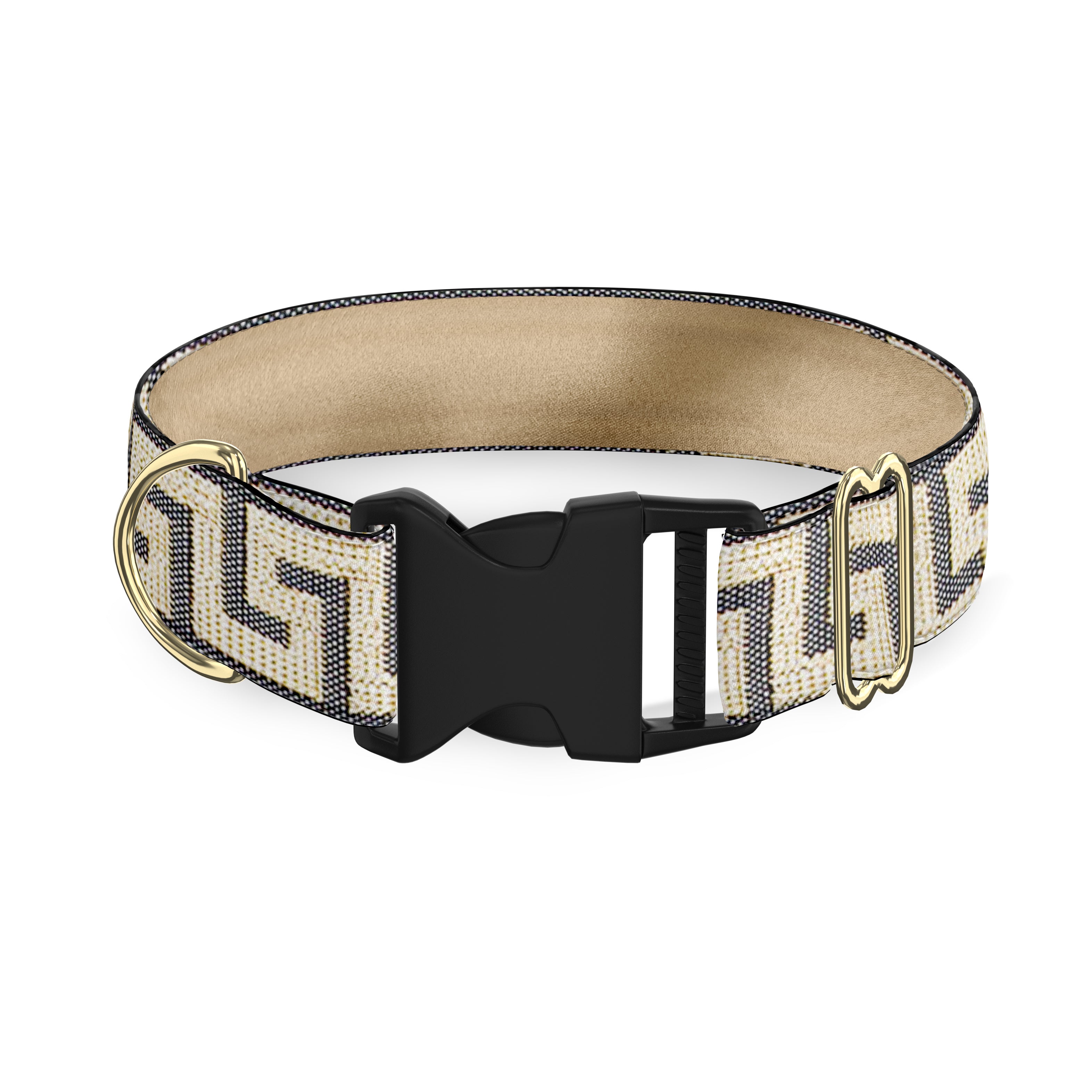Greek Key Gold on Grey 3/4"Dog Collar