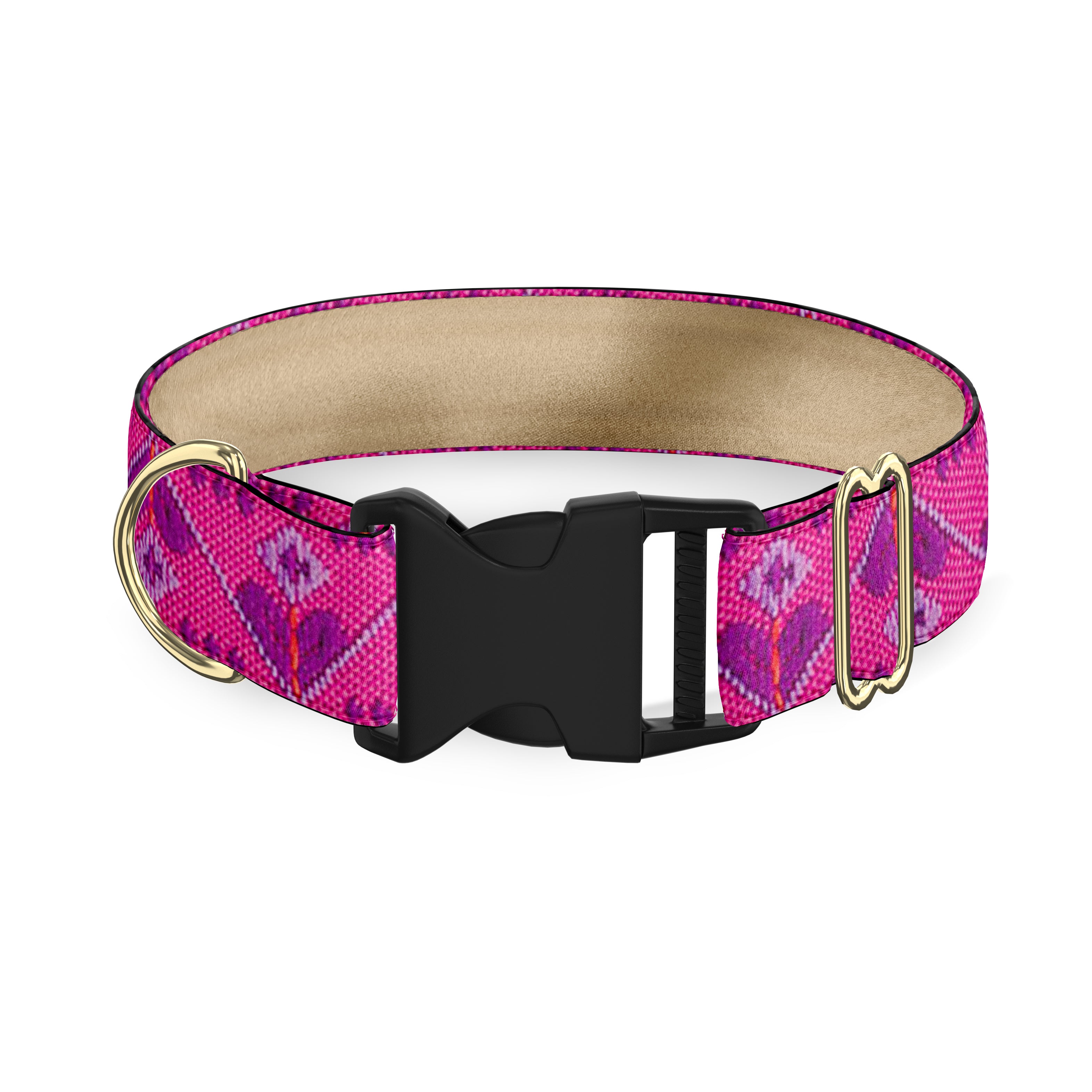 Hearts Hex Pink 5/8' Dog Collar