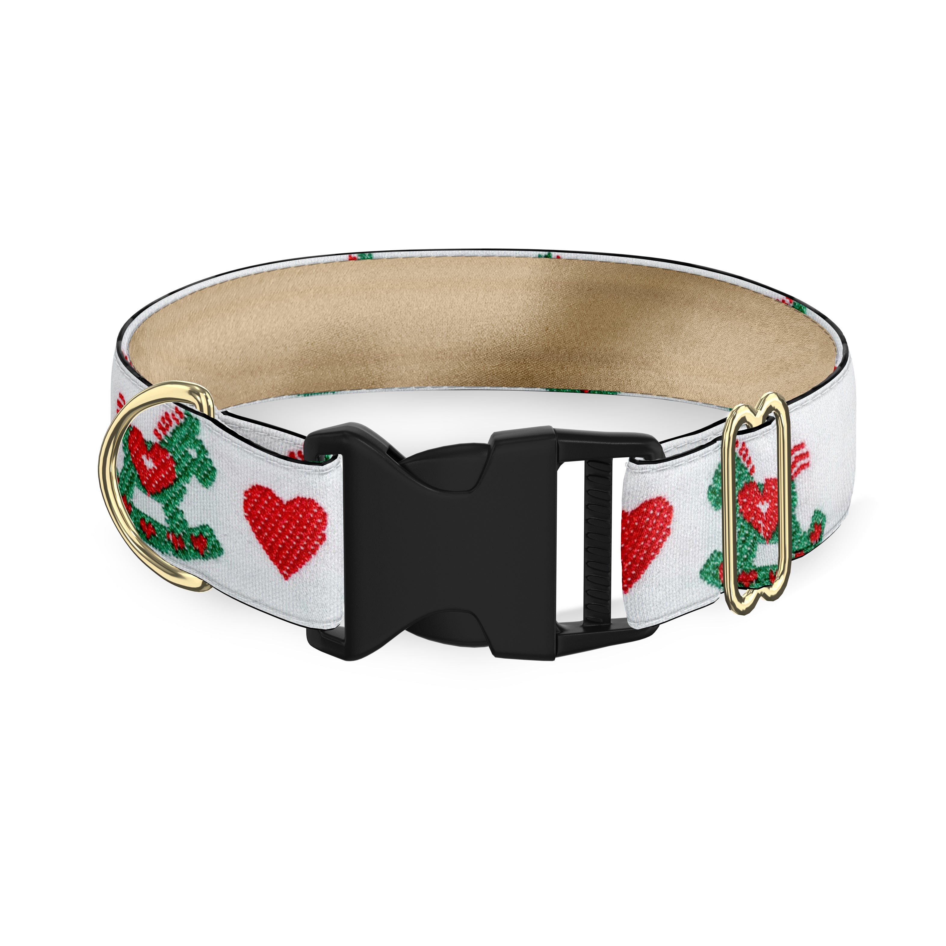 Holiday Rocking Horses 1 Inch Dog Collar