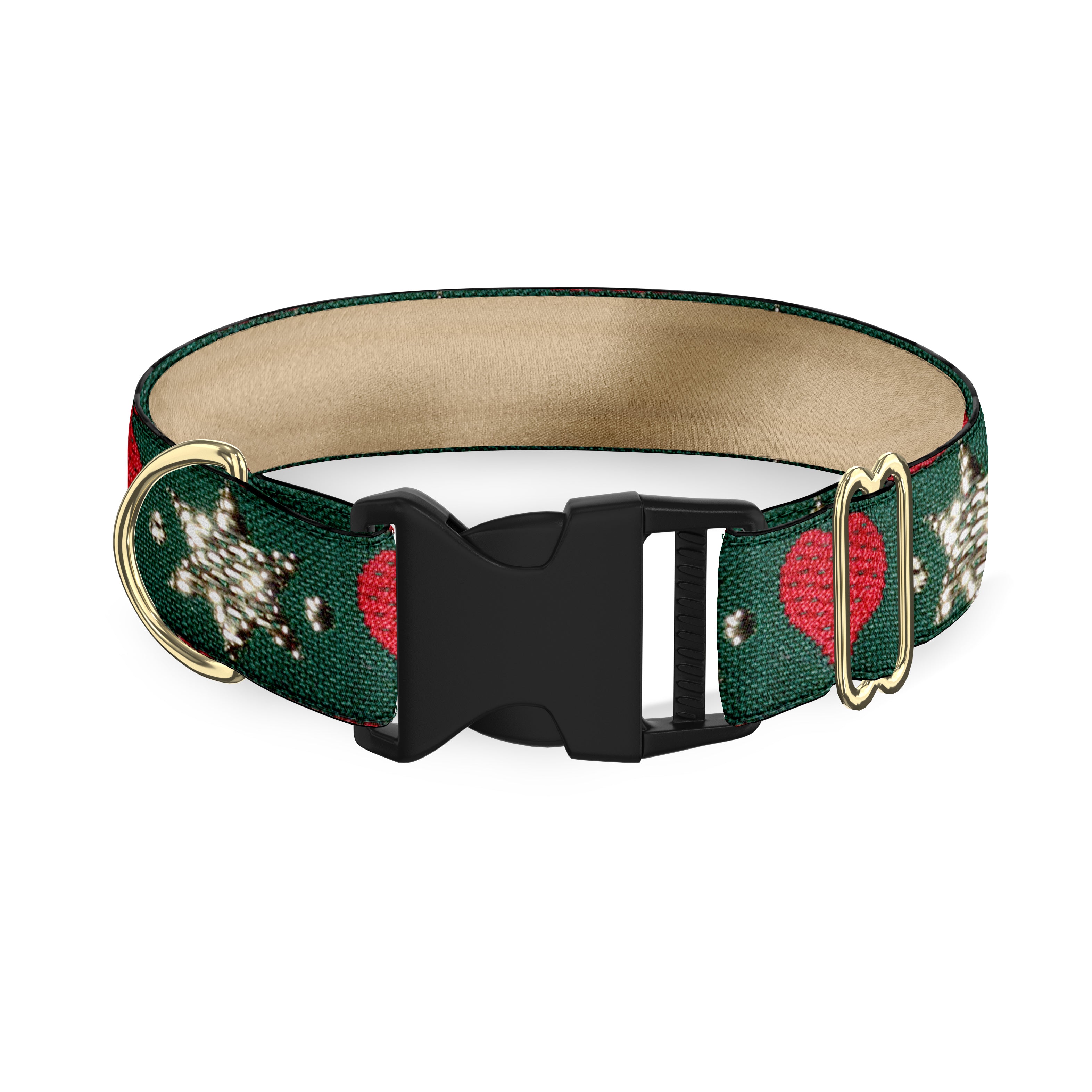 Holiday Stars and Hearts Dog Collar