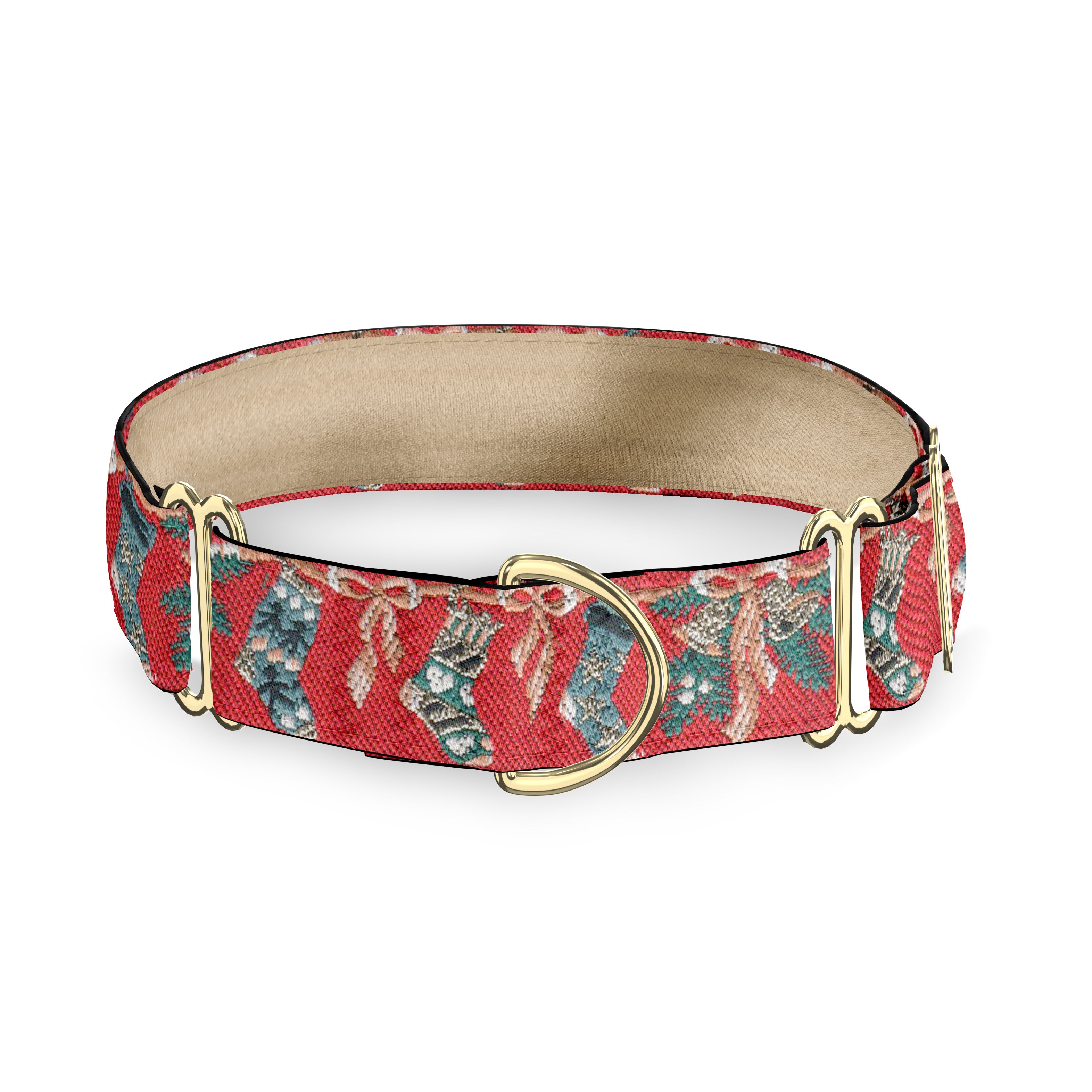 Holiday Stockings Garnet 1.5" Dog Collar