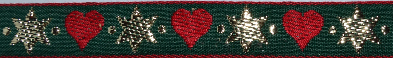 Holiday Stars and Hearts Dog Collar