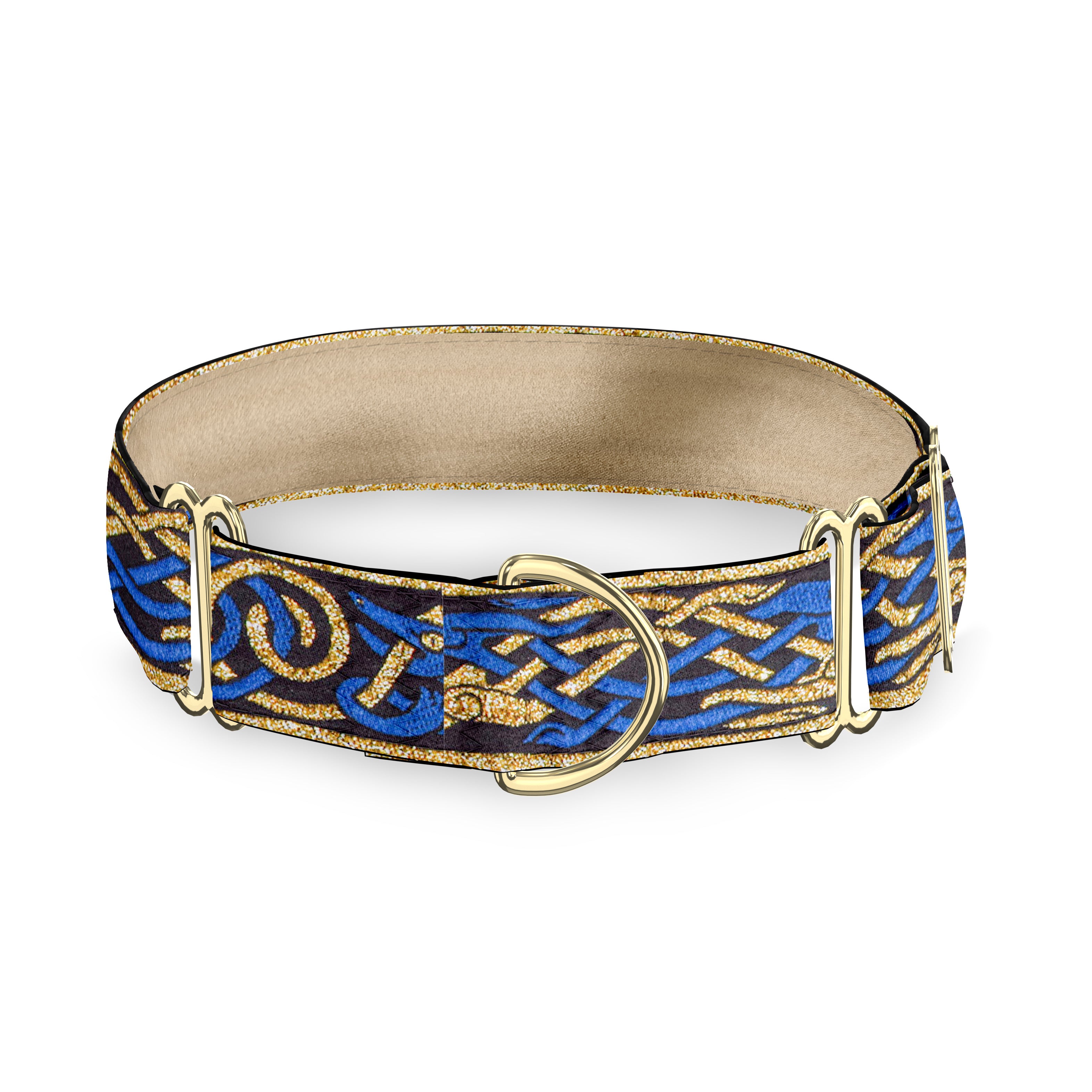 Kells Hounds Royal Blue and Gold 2 Inch Masterpiece Dog Collar