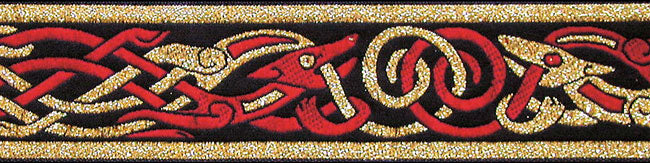 Kells Hounds Red and Gold 2 Inch Masterpiece Dog Collar