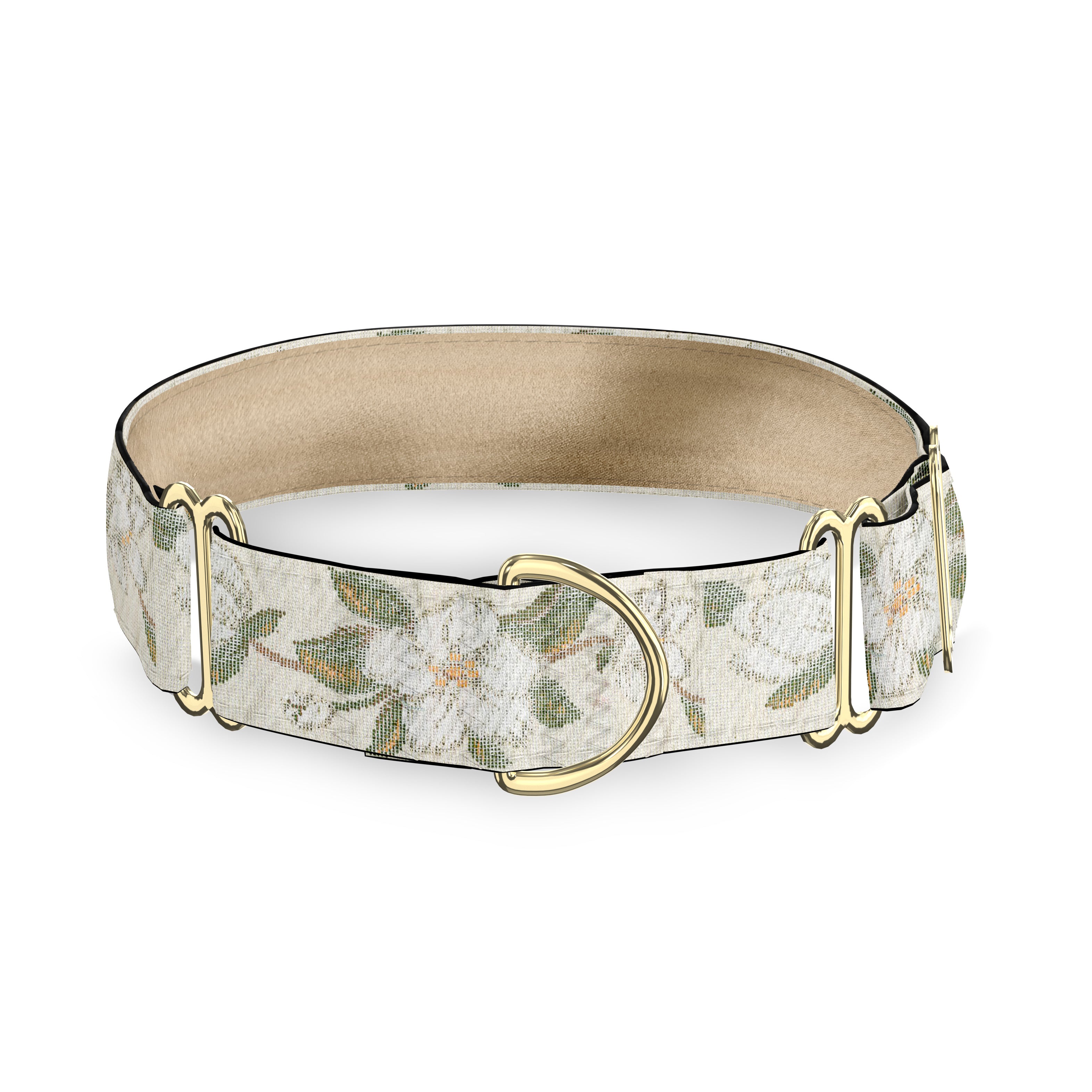 Magnolias Ecru 2 Inch Masterpiece Dog Collar