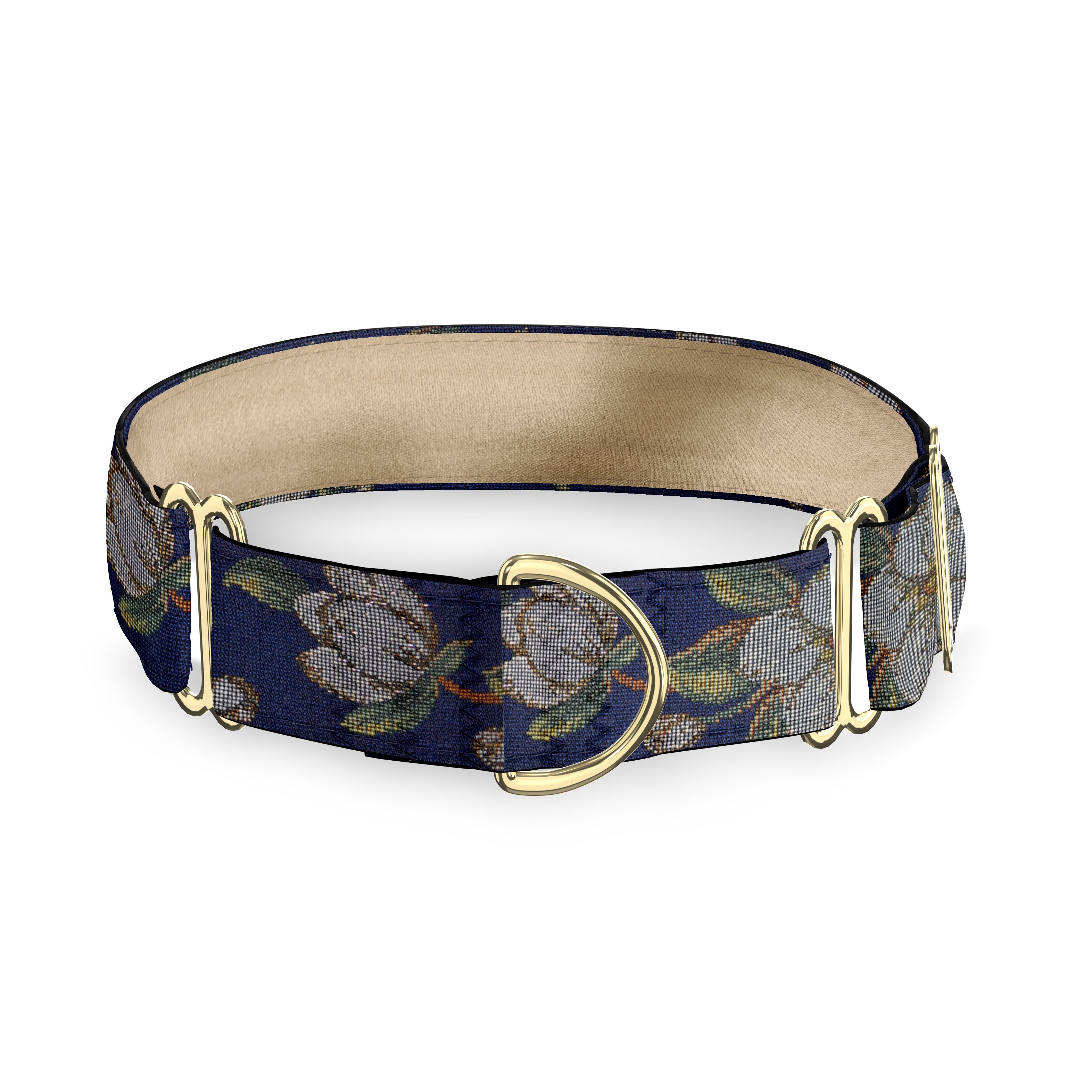 Magnolias Navy 2 Inch Masterpiece Dog Collar