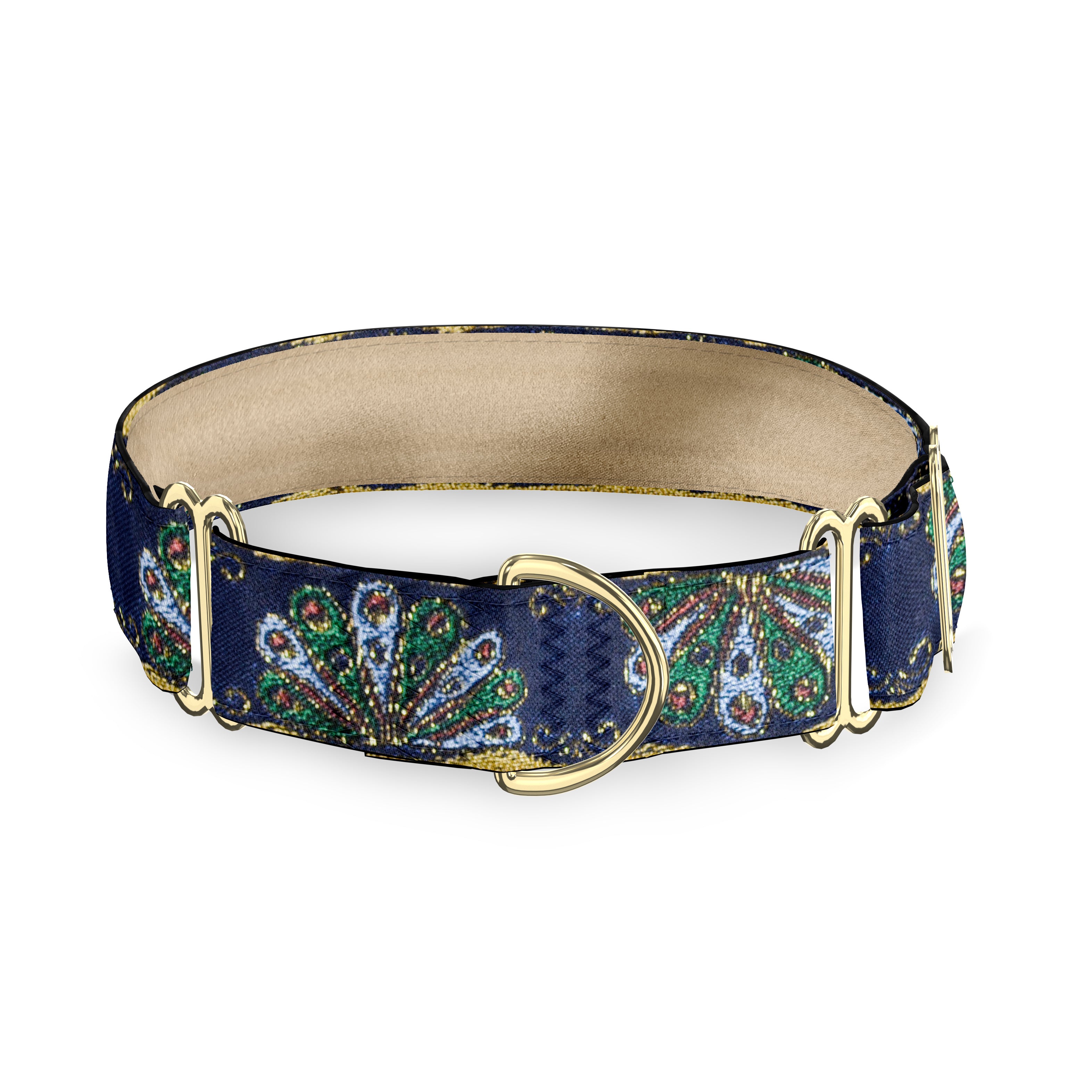 Oriental Fans Navy 1" Dog Collar