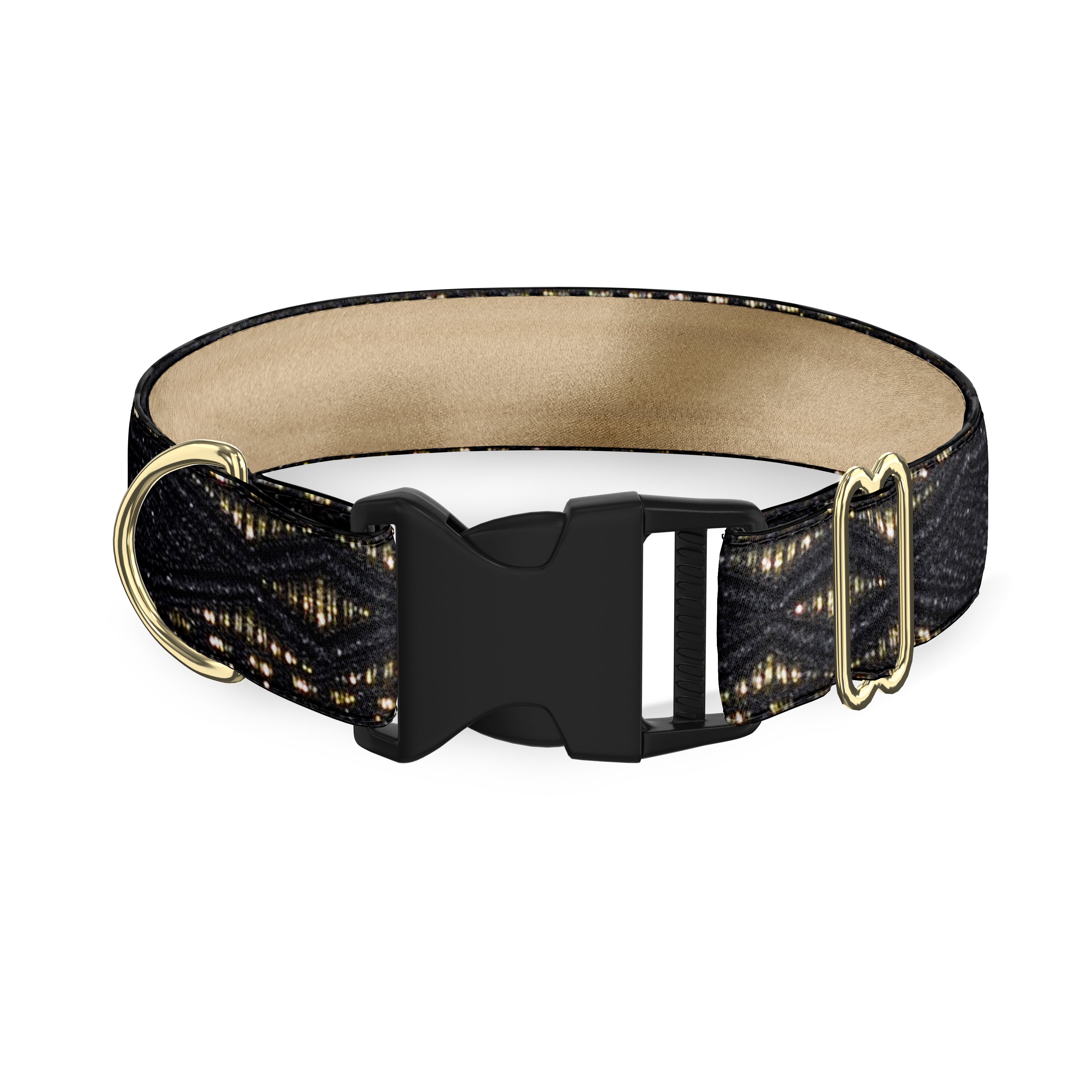 Oxford Black and Gold Dog Collar