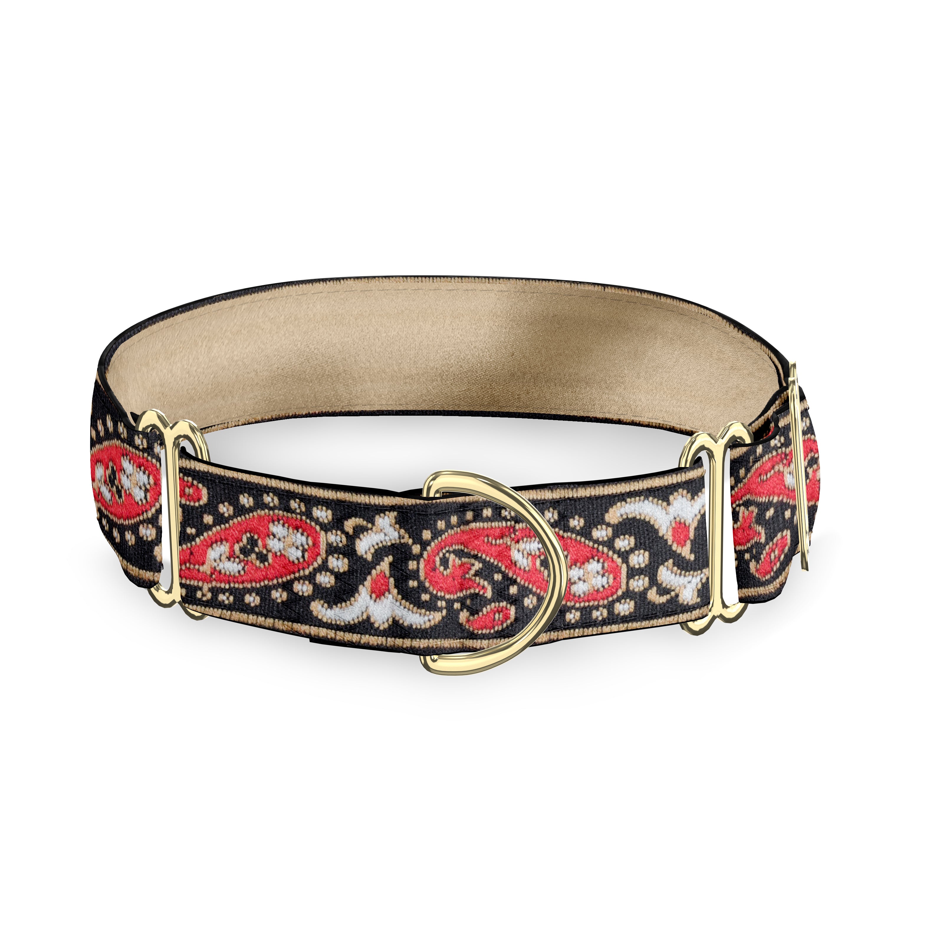 Red Paisley 1" Dog Collar