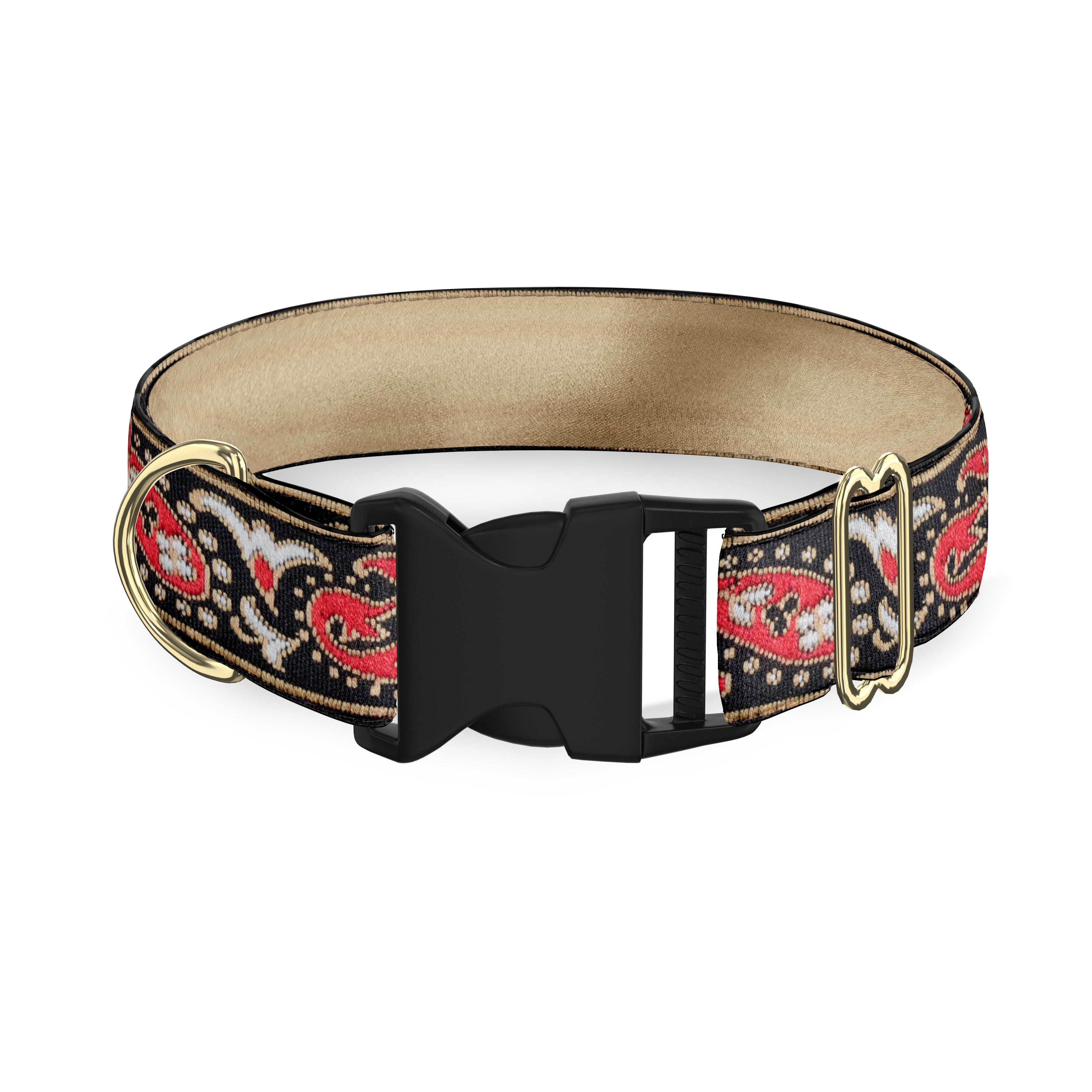 Red Paisley 1" Dog Collar
