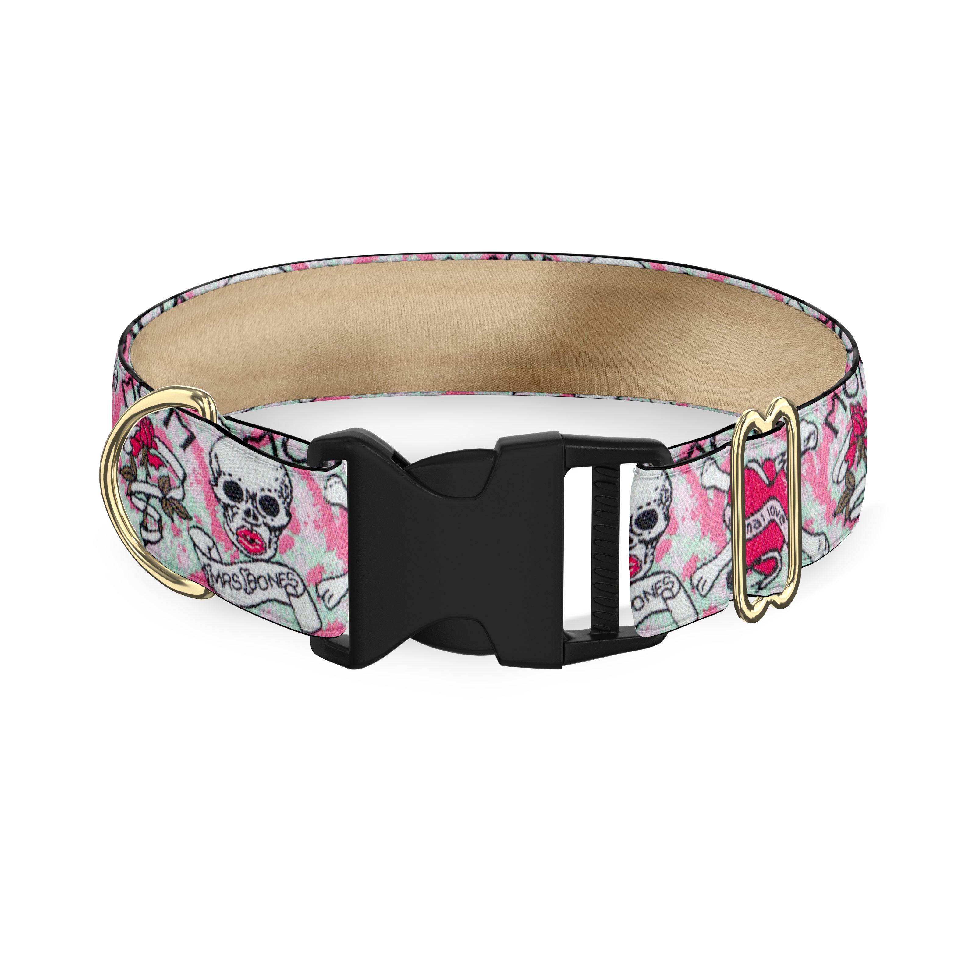 Skully Pink Dog Collar