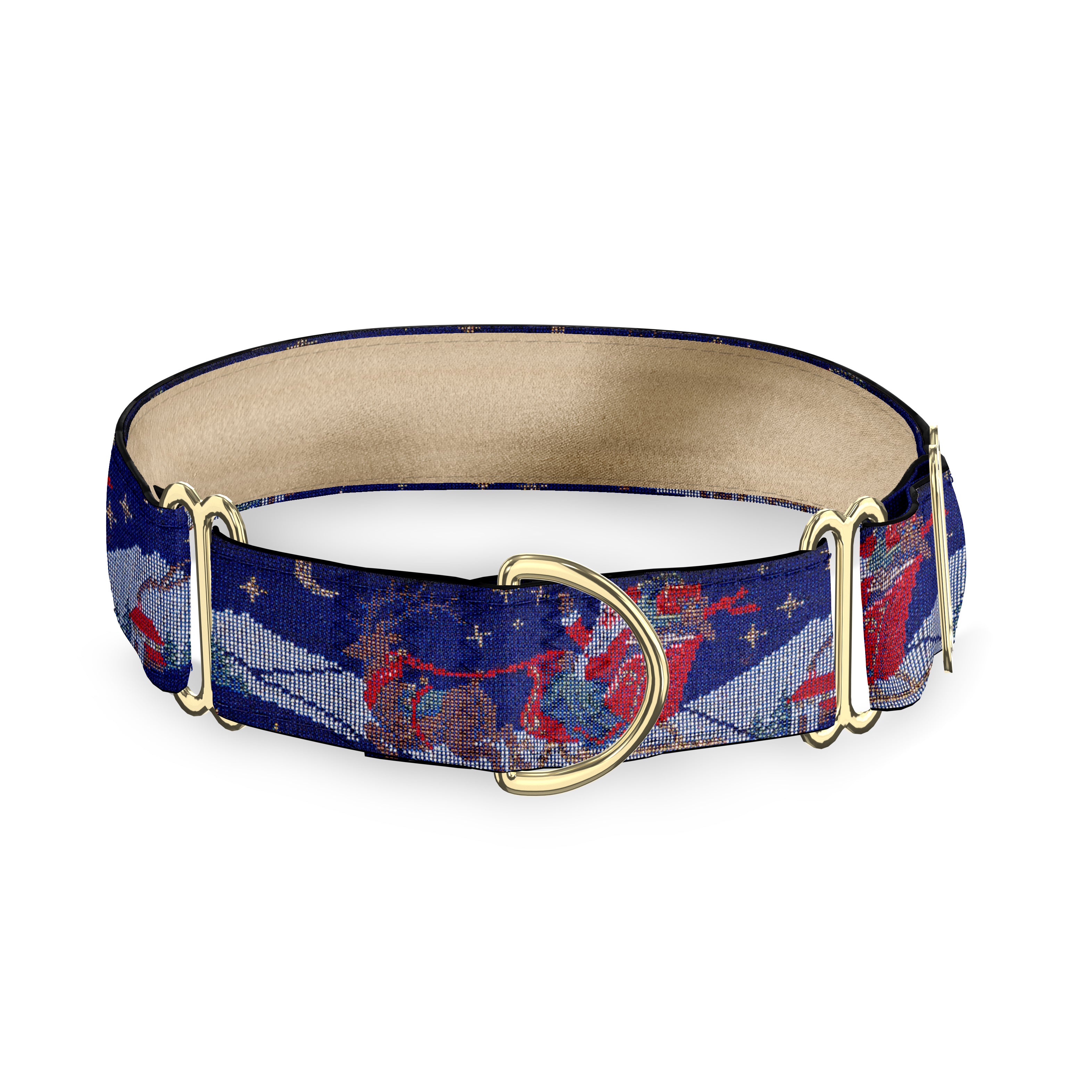 Sleigh Ride Navy 2" Dog Collar