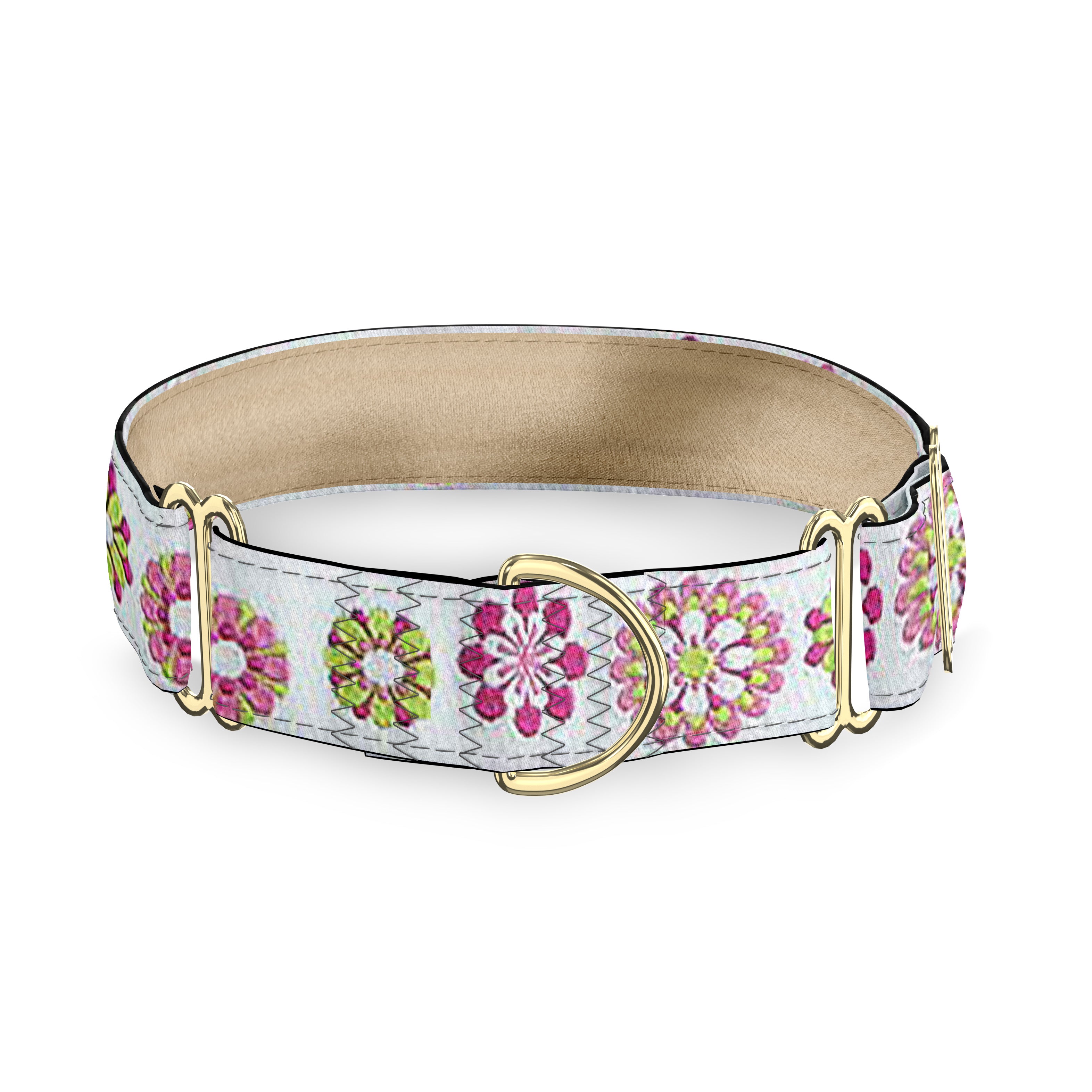 Carnaby Hot Pink, White and Lime Green Dog Collar