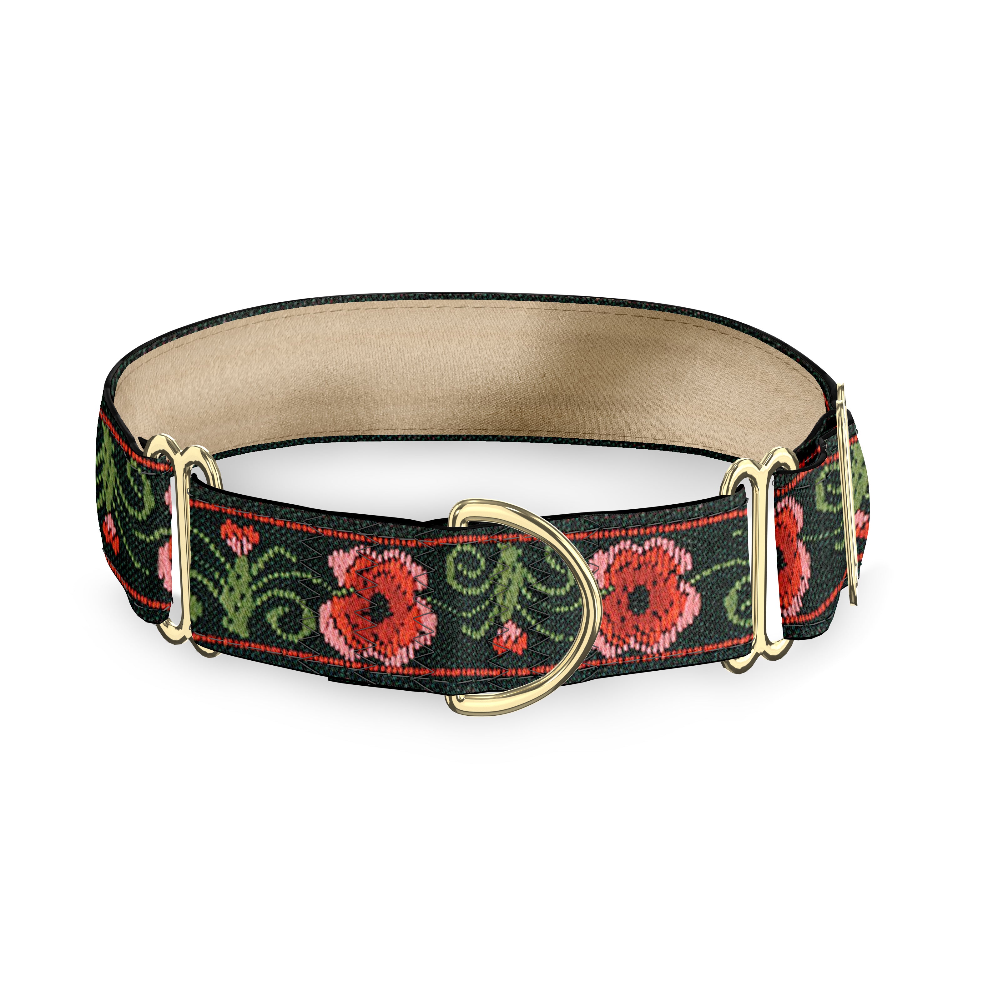 Pansies Garnet Dog Collar