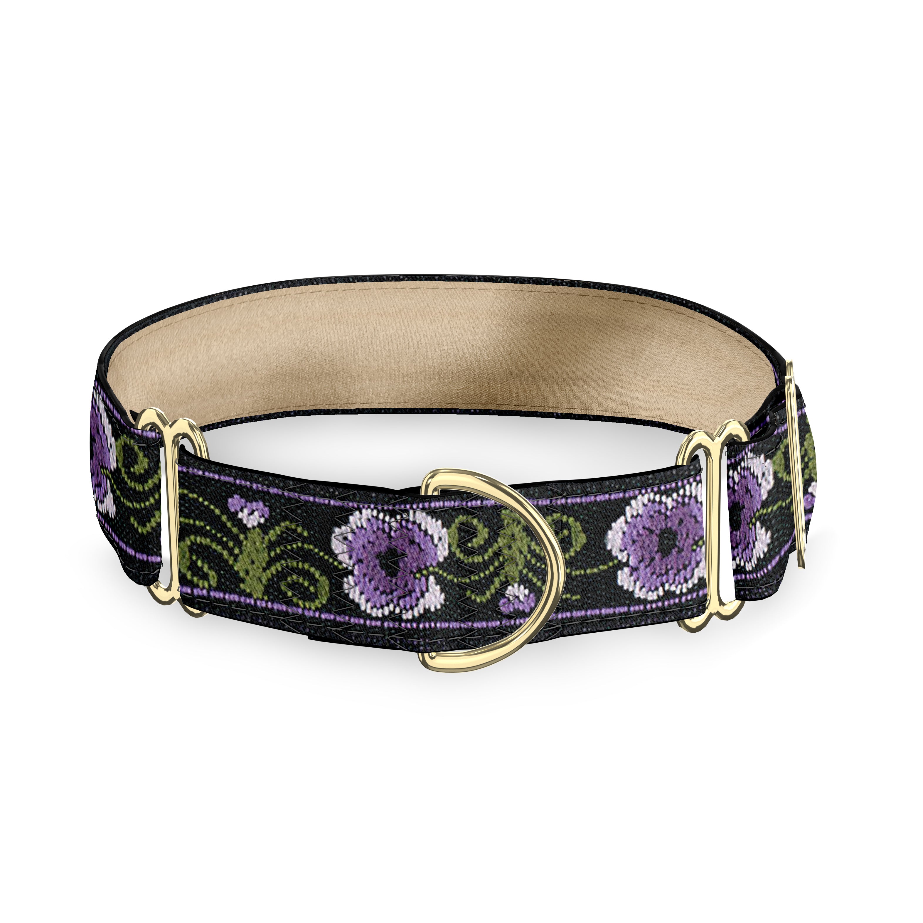 Pansies Purple Dog Collar