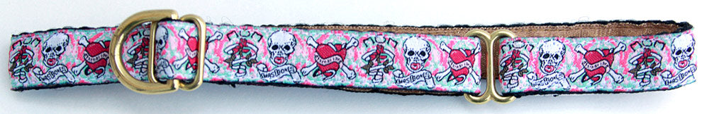Skully Pink Dog Collar