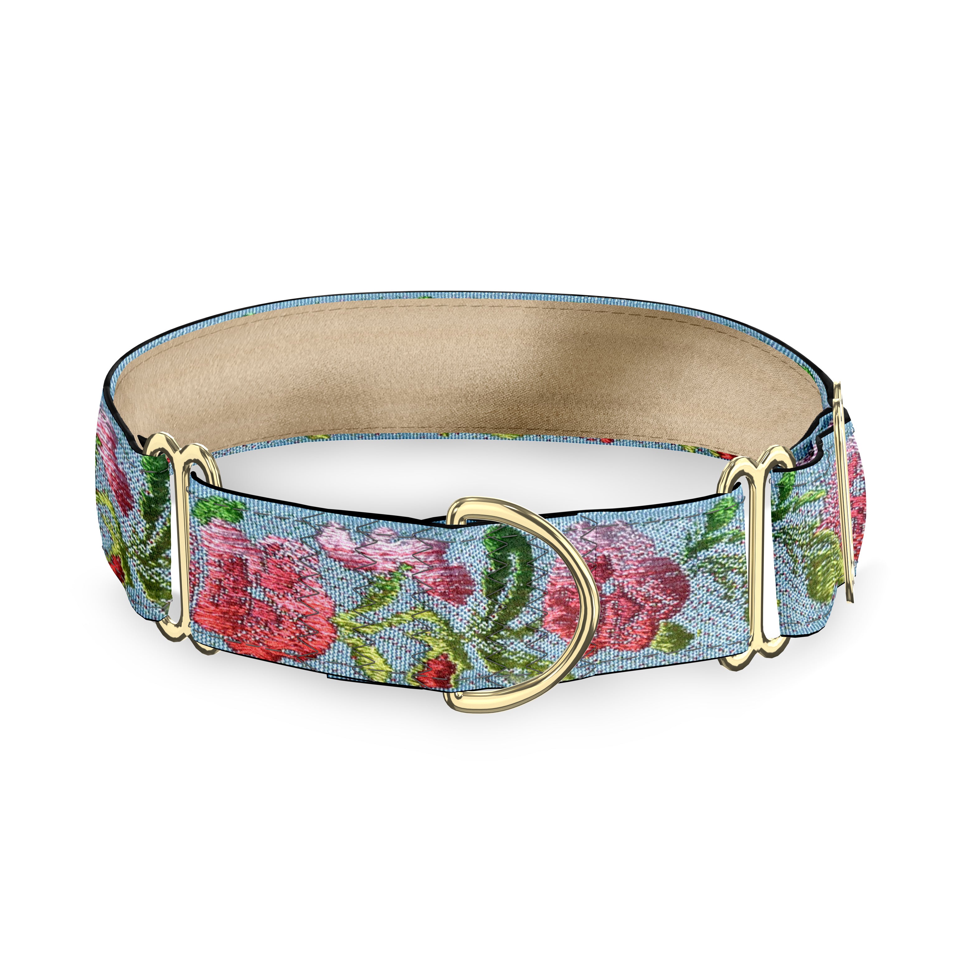 Viola Pink on Light Blue Dog Collar