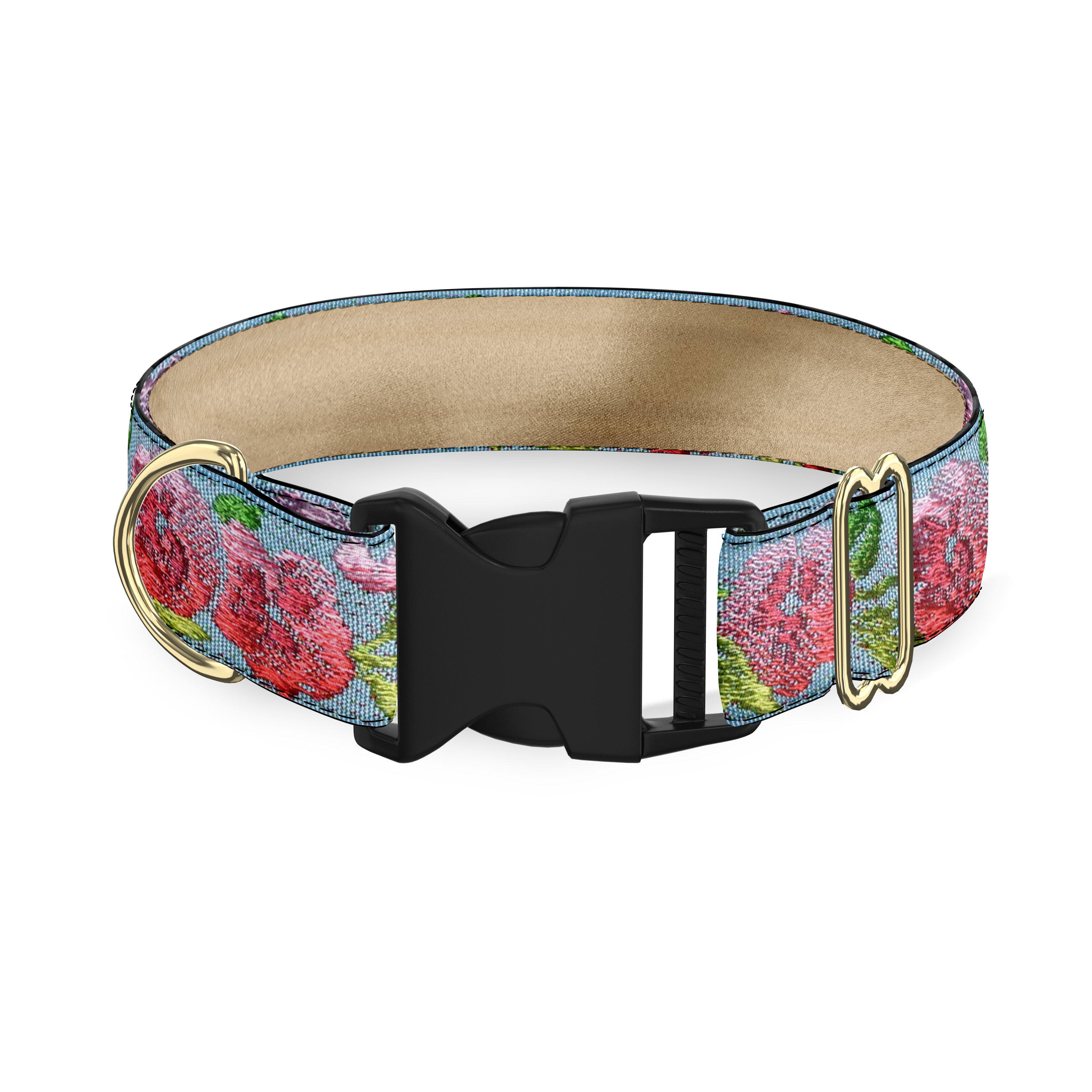 Viola Pink on Light Blue Dog Collar