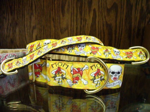 Skully Yellow Dog Collar
