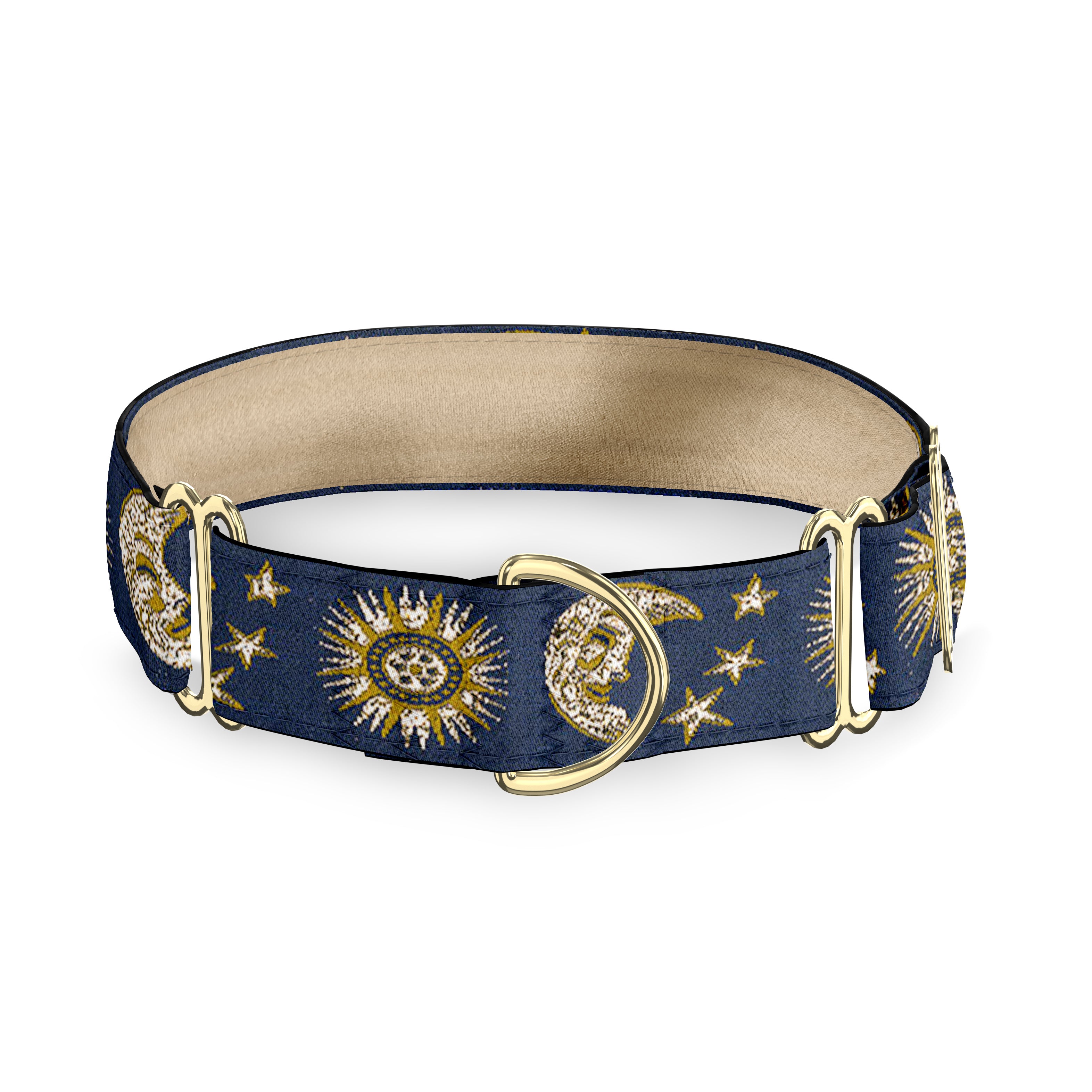 Celestial Navy and Gold 1" Dog Collar