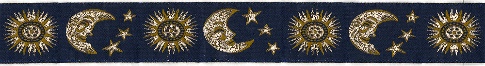 Celestial Navy and Gold 1" Dog Collar