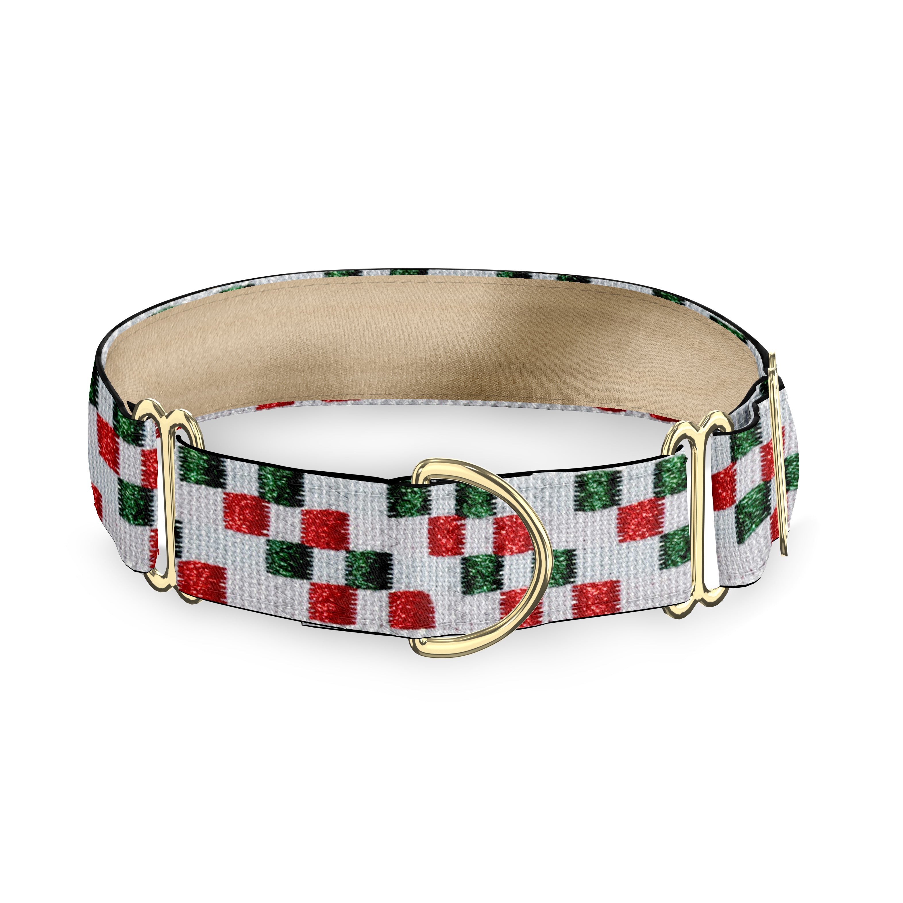 Christmas Checkerboard 1.5" Dog Collar
