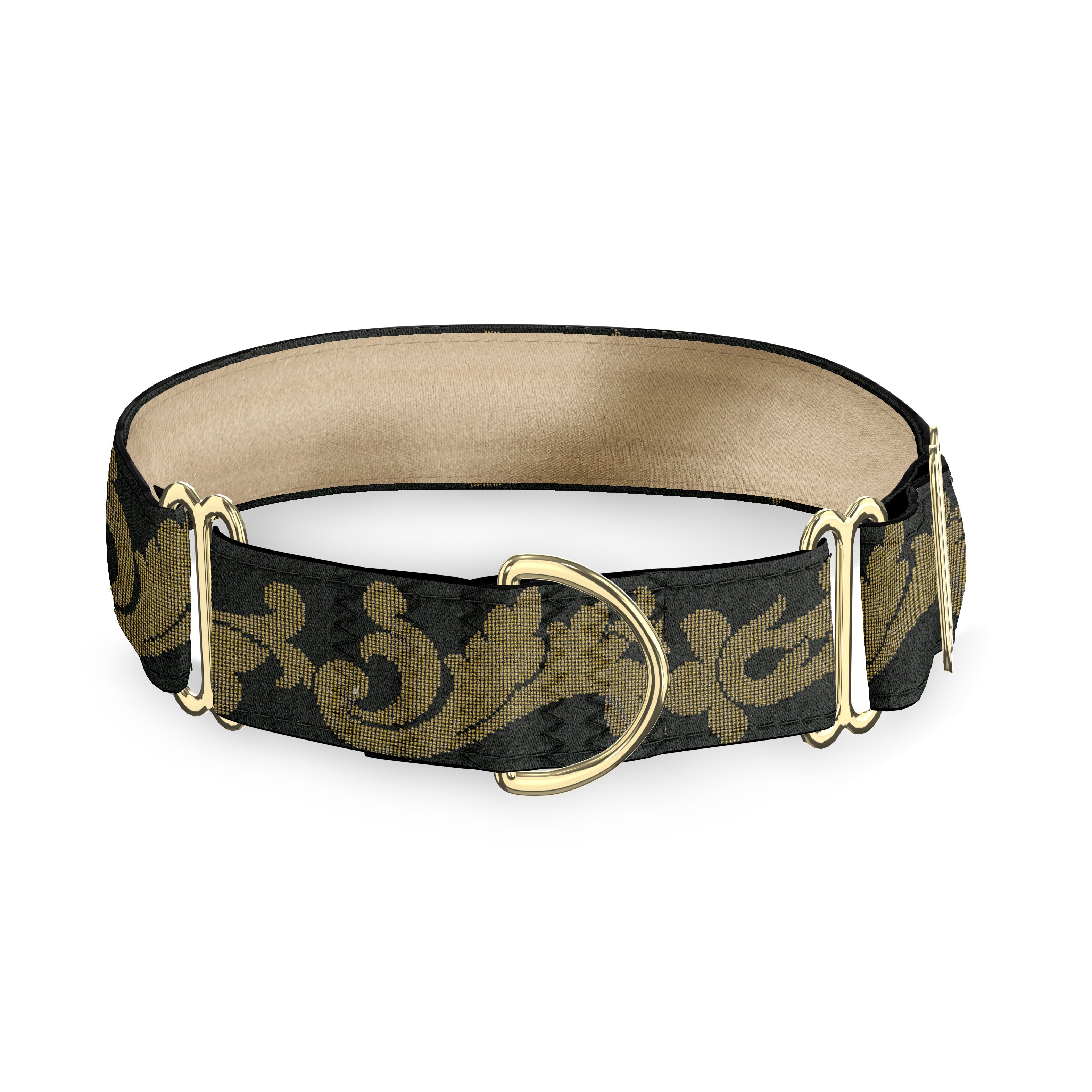 Gold Scroll Black 2 Inch Masterpiece Dog Collar