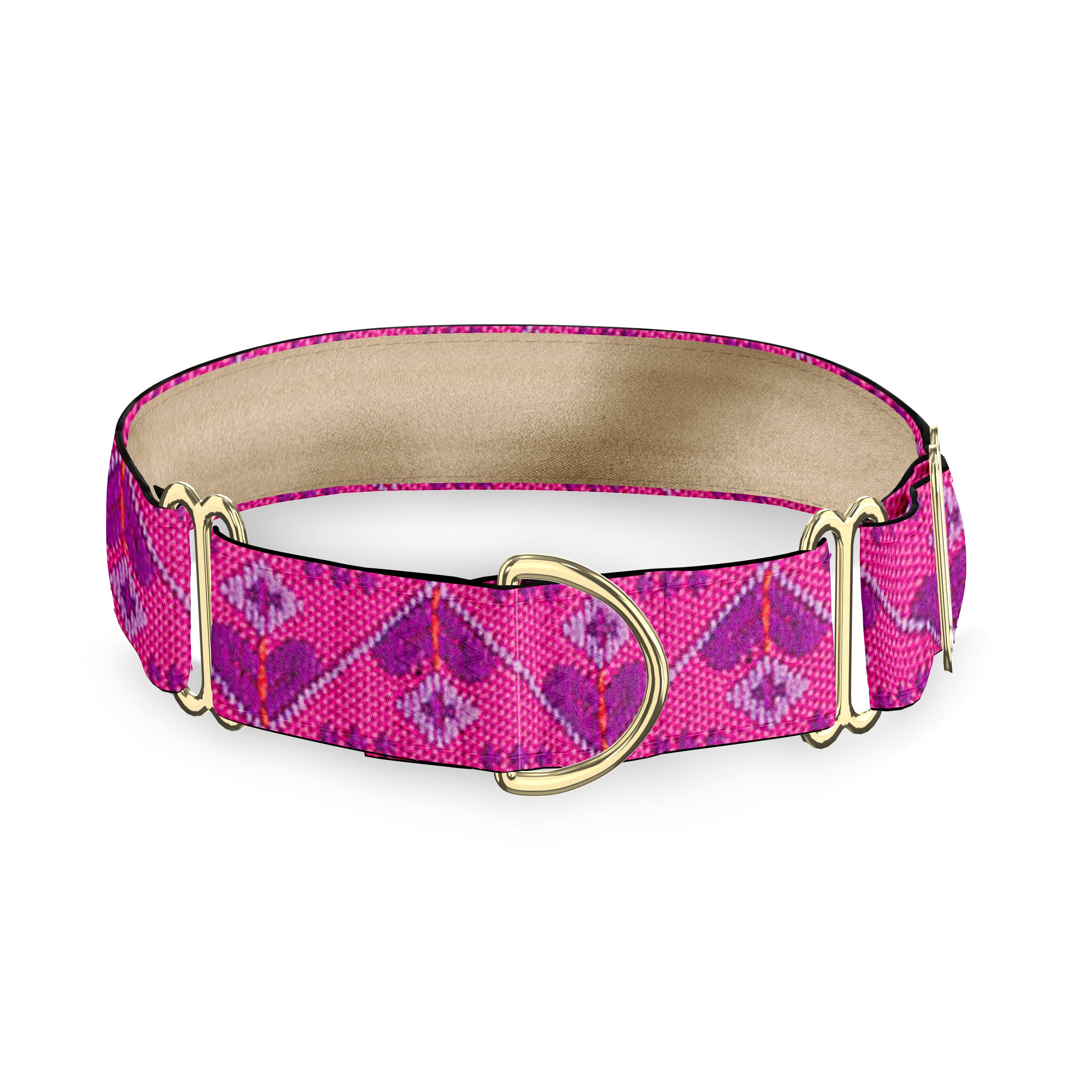 Hearts Hex Pink 5/8' Dog Collar