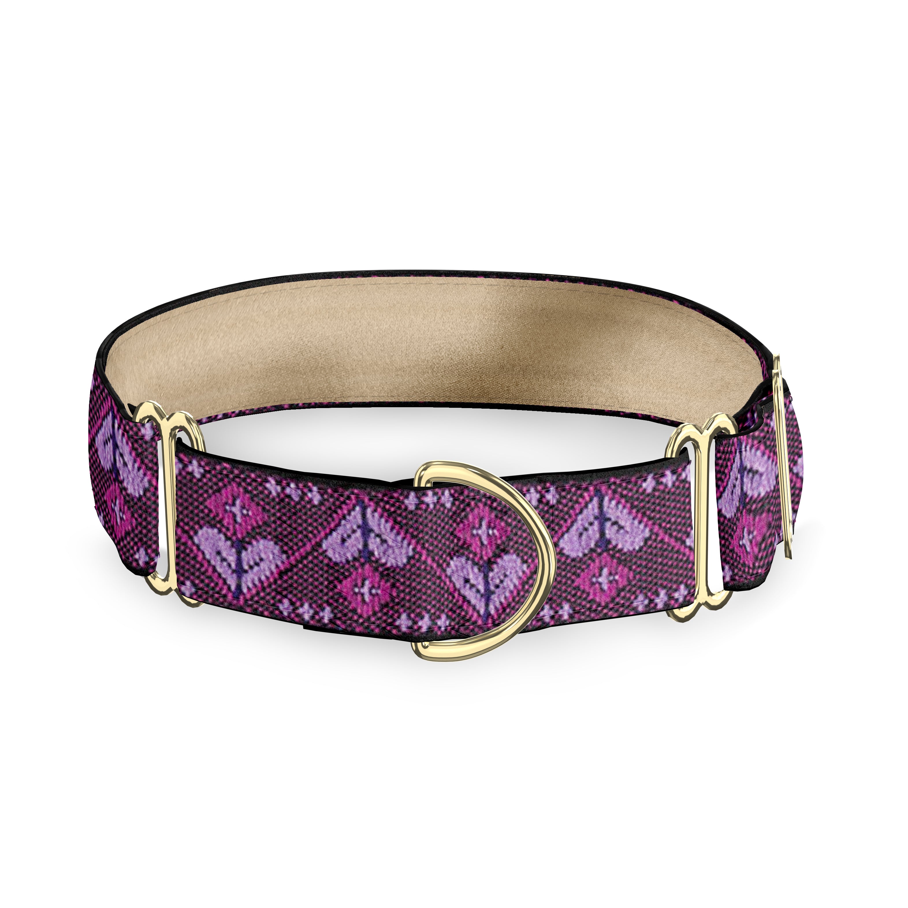 Hearts Hex Purple 5/8' Dog Collar