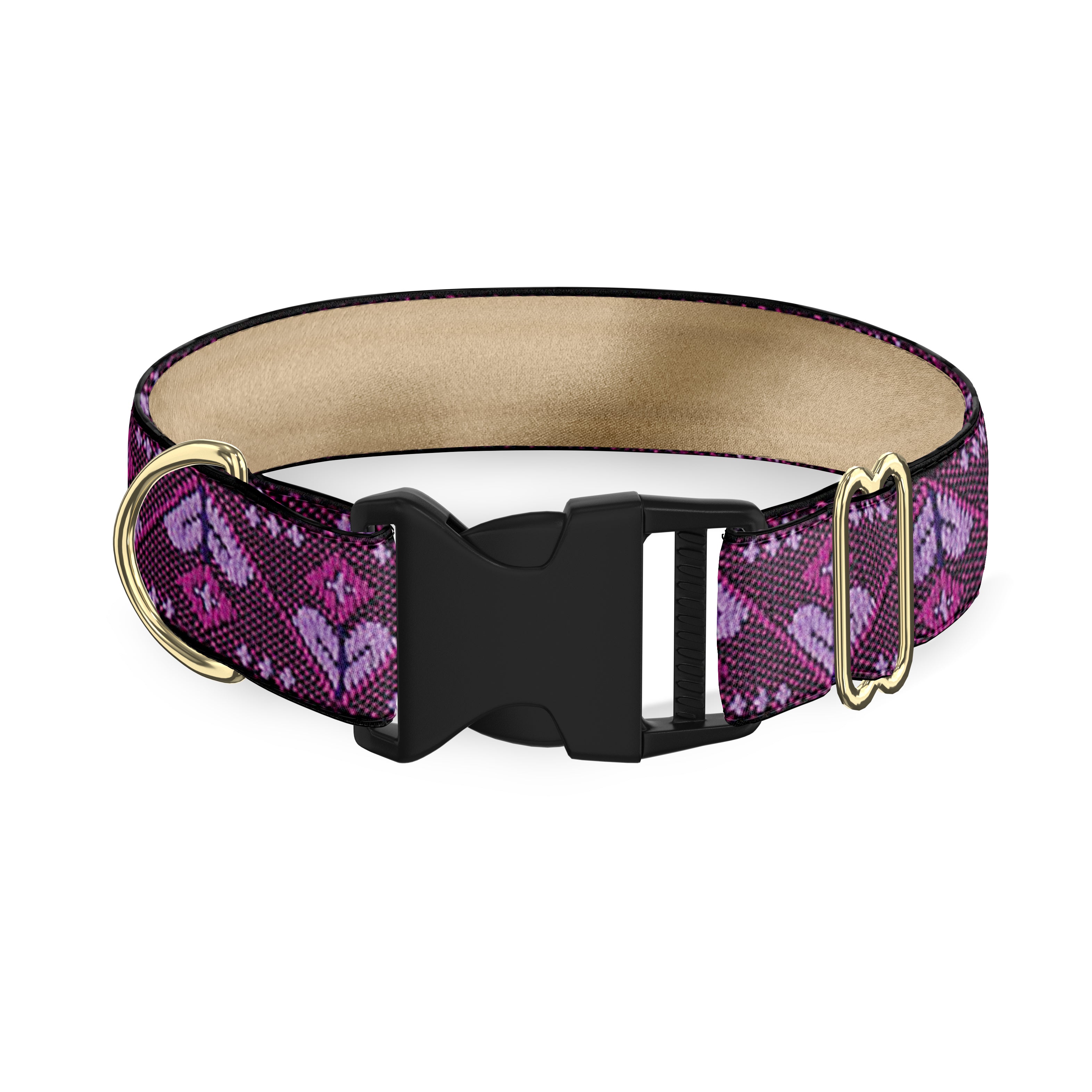 Hearts Hex Purple 5/8' Dog Collar