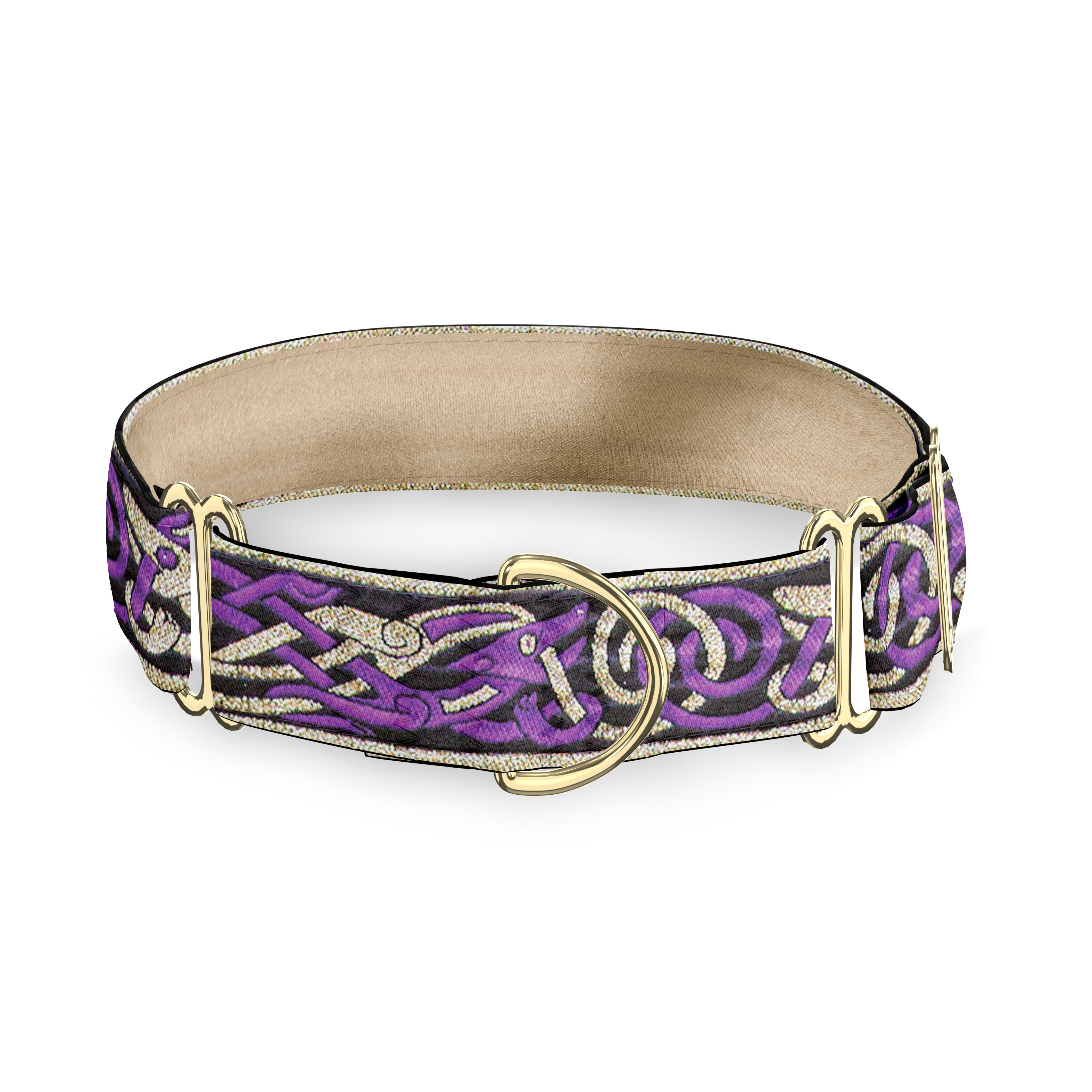 Kells Hounds Purple and Gold 2 Inch Masterpiece Dog Collar