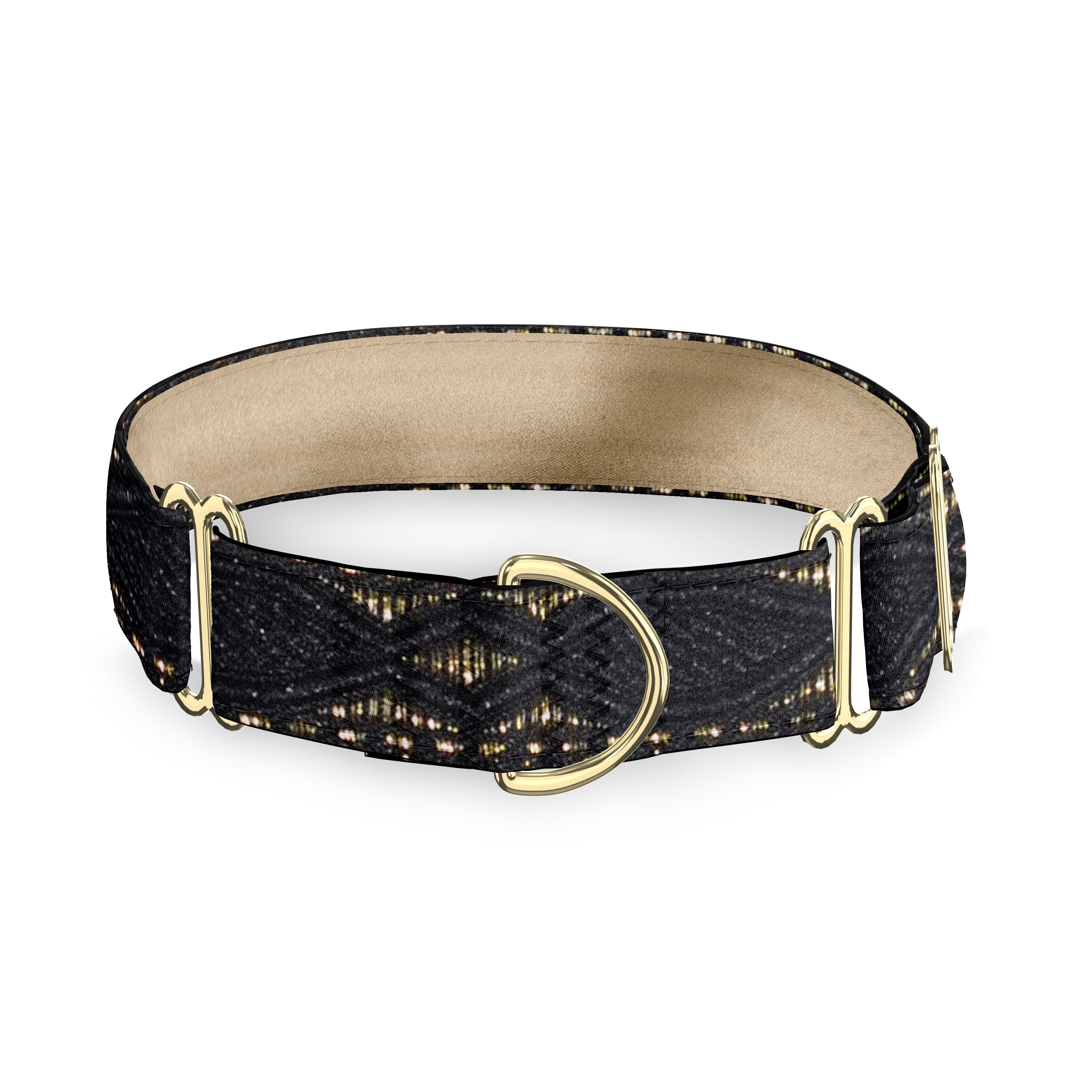Oxford Black and Gold Dog Collar