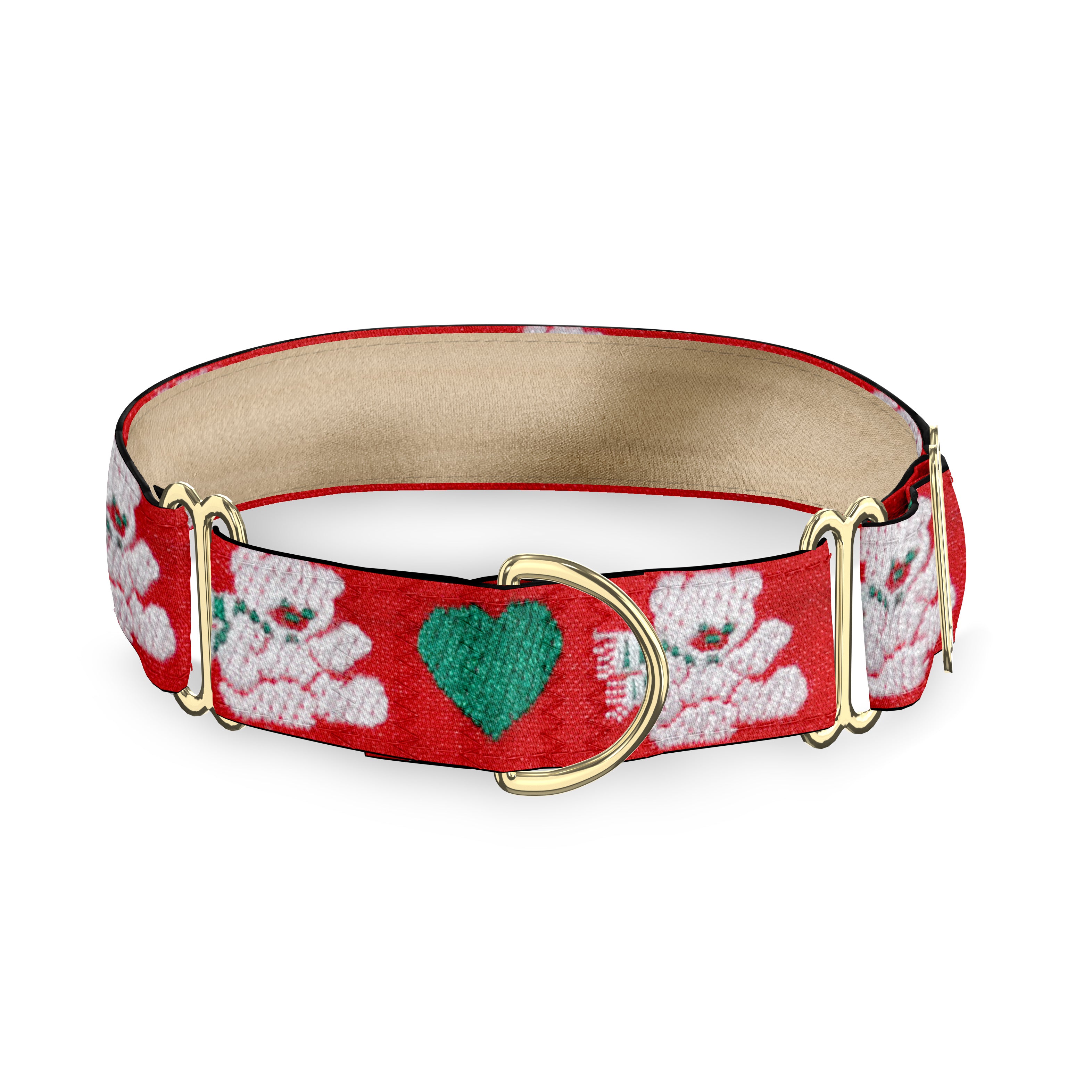 Teddy Bear Christmas 1" Scarlet Dog Collar