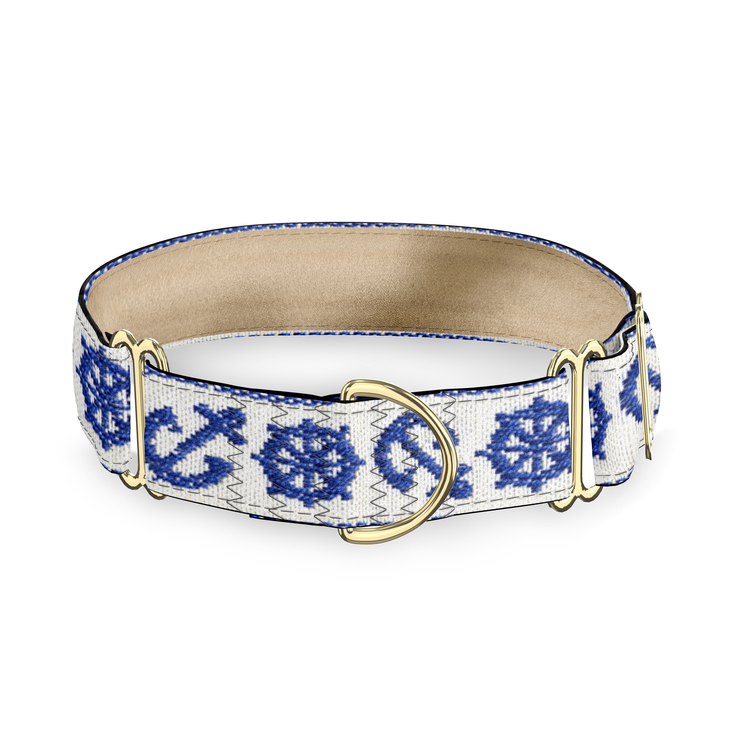 Anchors White and Blue Dog Collar