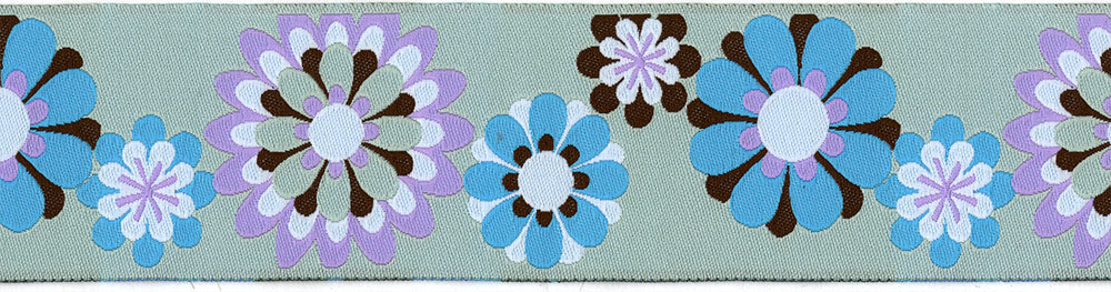 Blue Dog Collar  1 Inch Aqua Blue Flowers