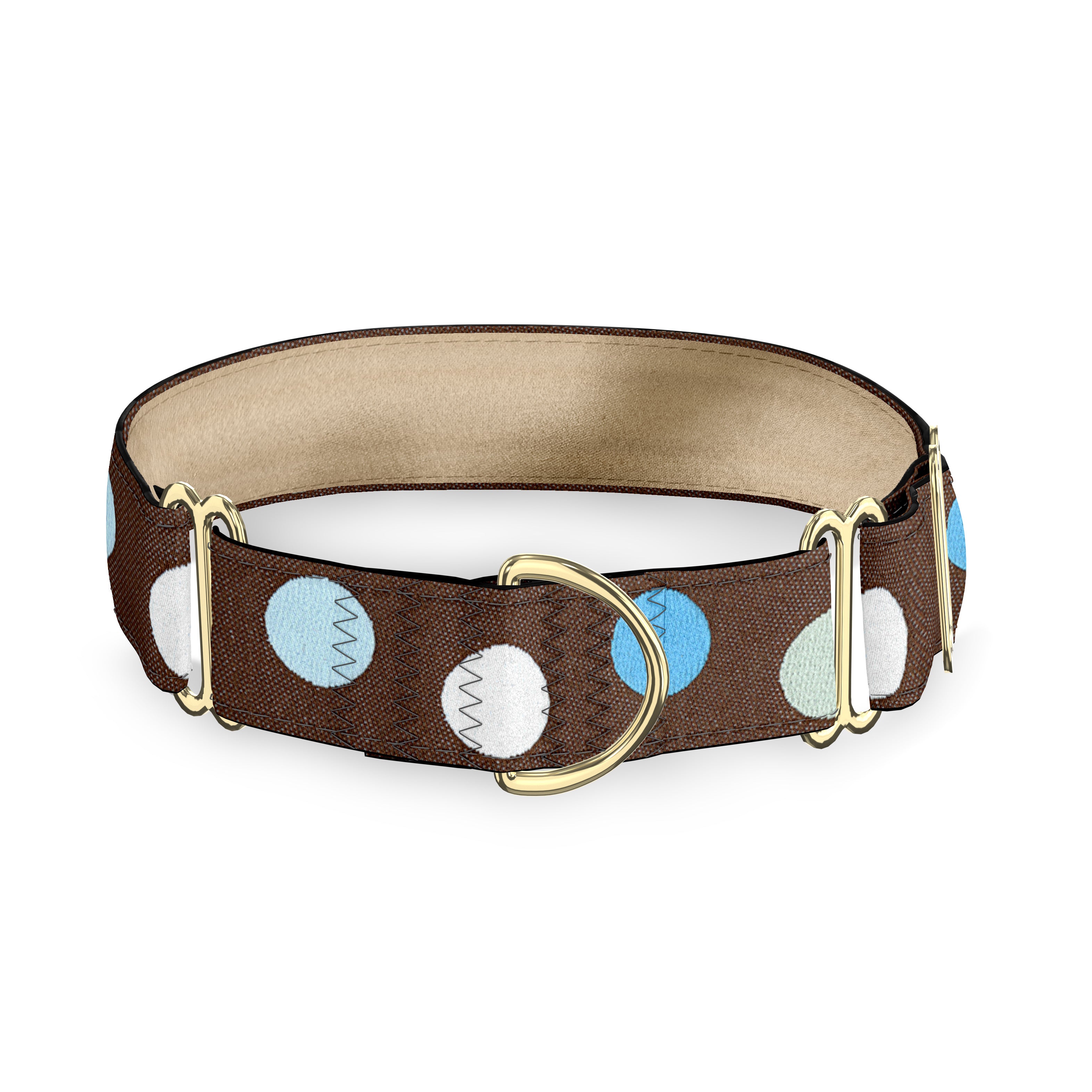 Hippodrome Brown and Blue Dog Collar